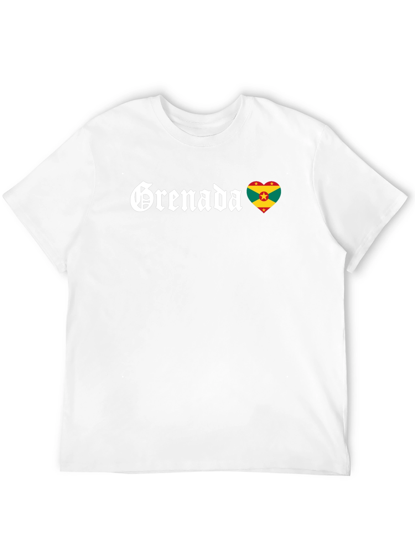 Grenada Flag Heart T-Shirt - Black Cotton Tee