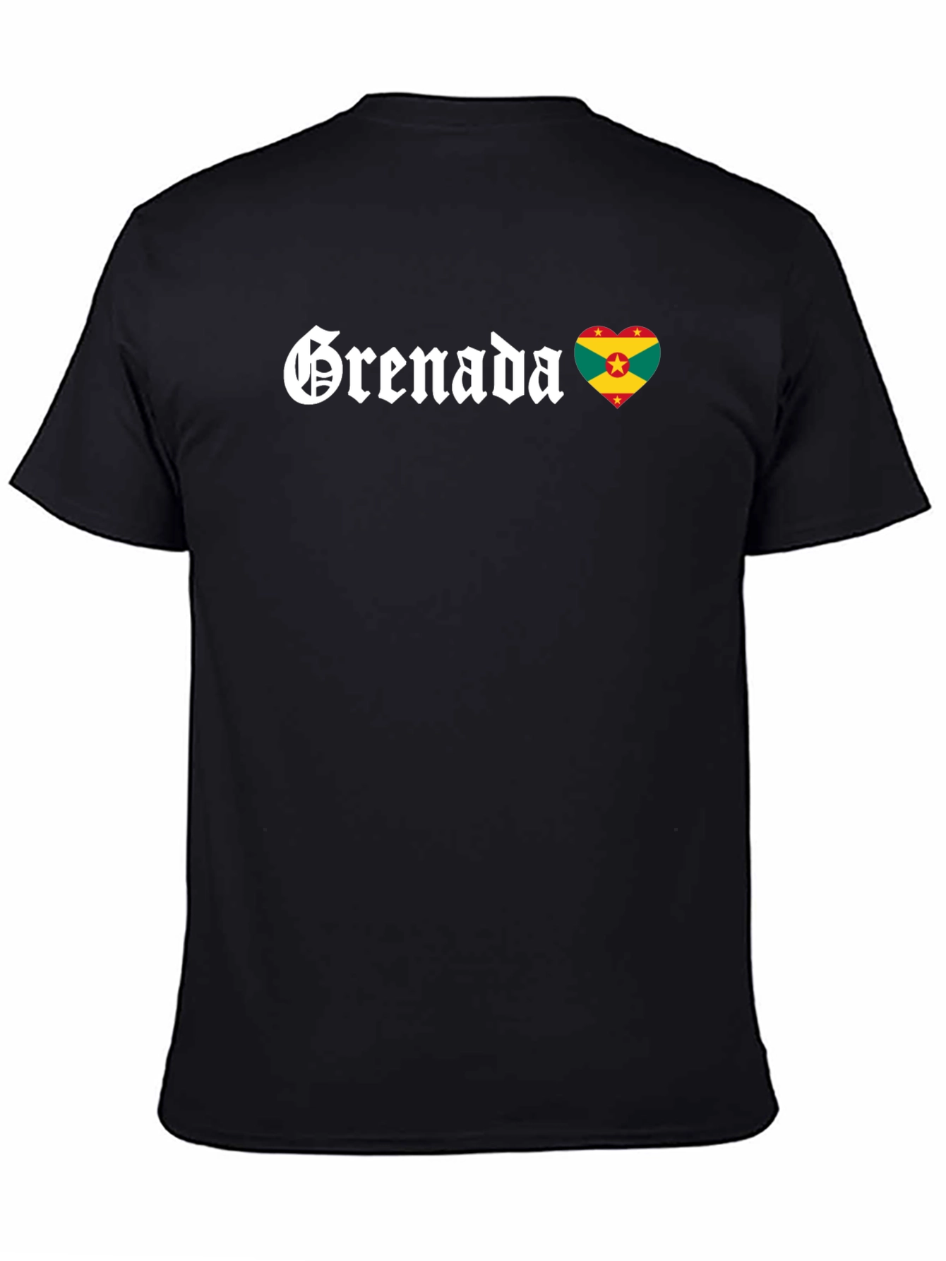 Grenada Flag Heart T-Shirt - Black Cotton Tee