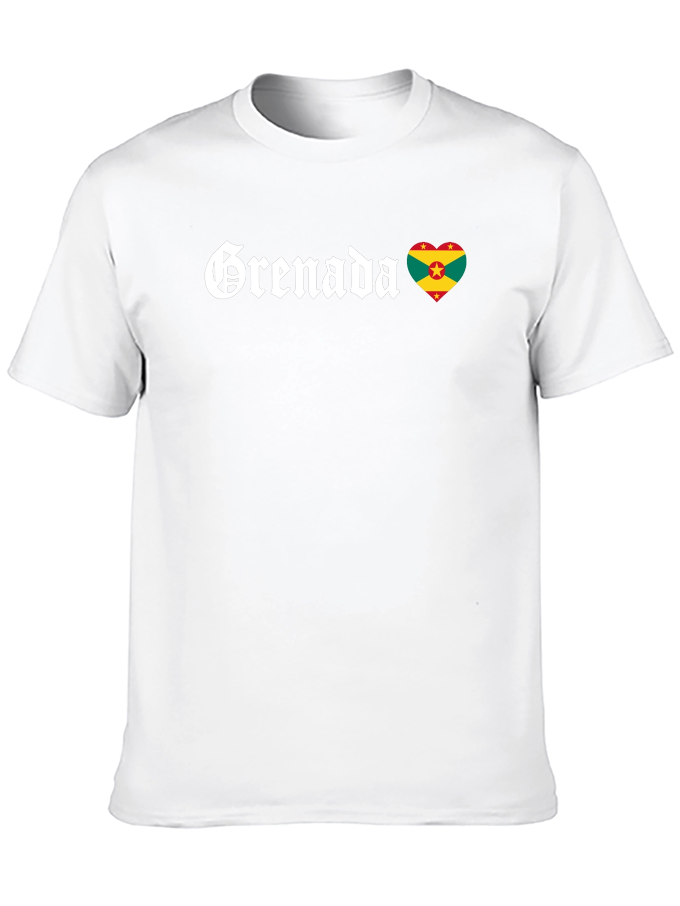Grenada Flag Heart T-Shirt - Black Cotton Tee