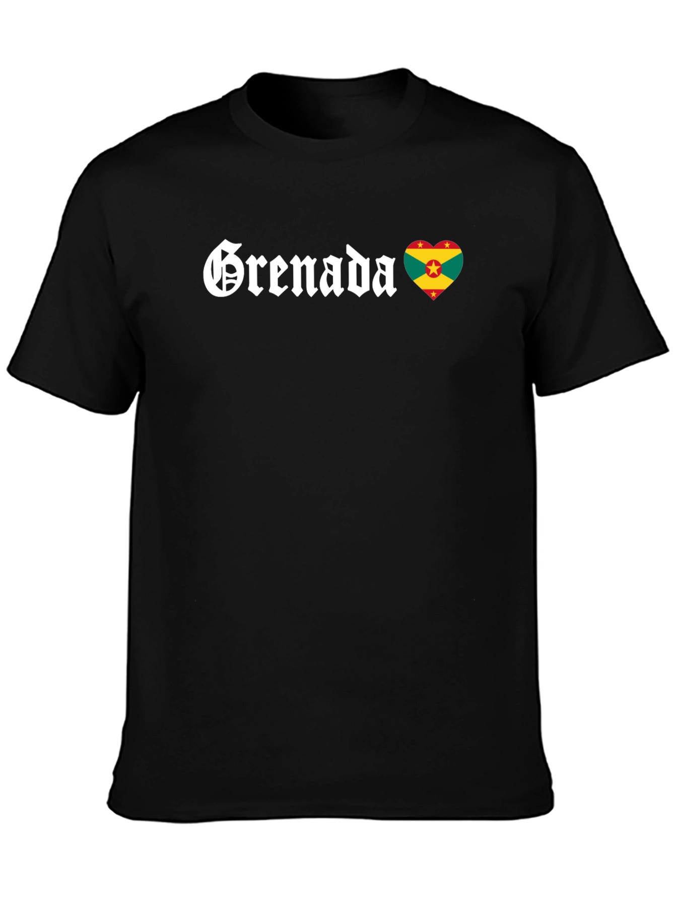 Grenada Flag Heart T-Shirt - Black Cotton Tee