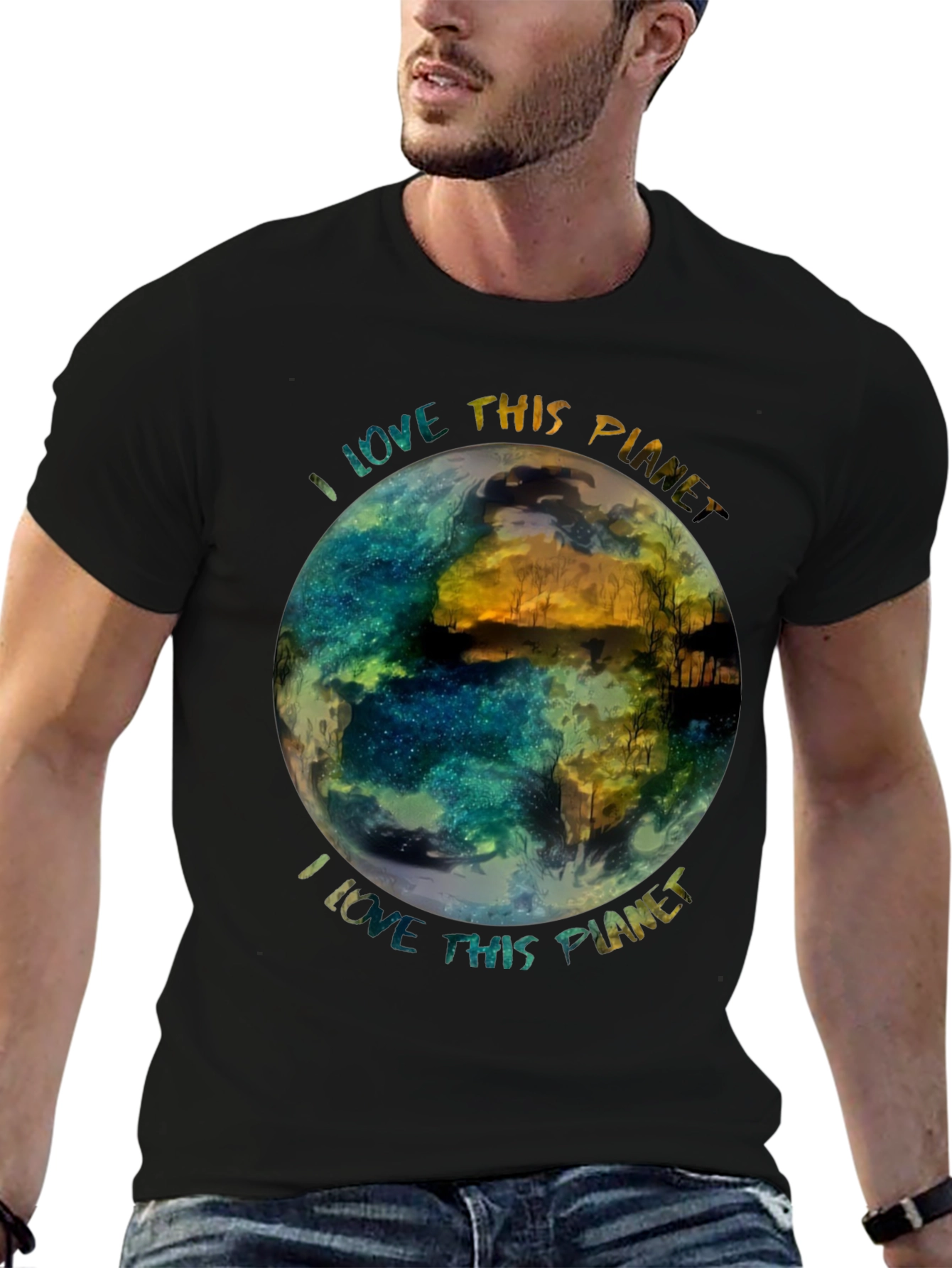I Love This Planet Graphic T-Shirt - Black