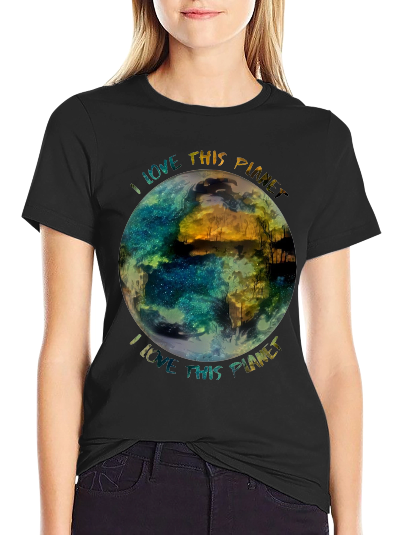 I Love This Planet Graphic T-Shirt - Black