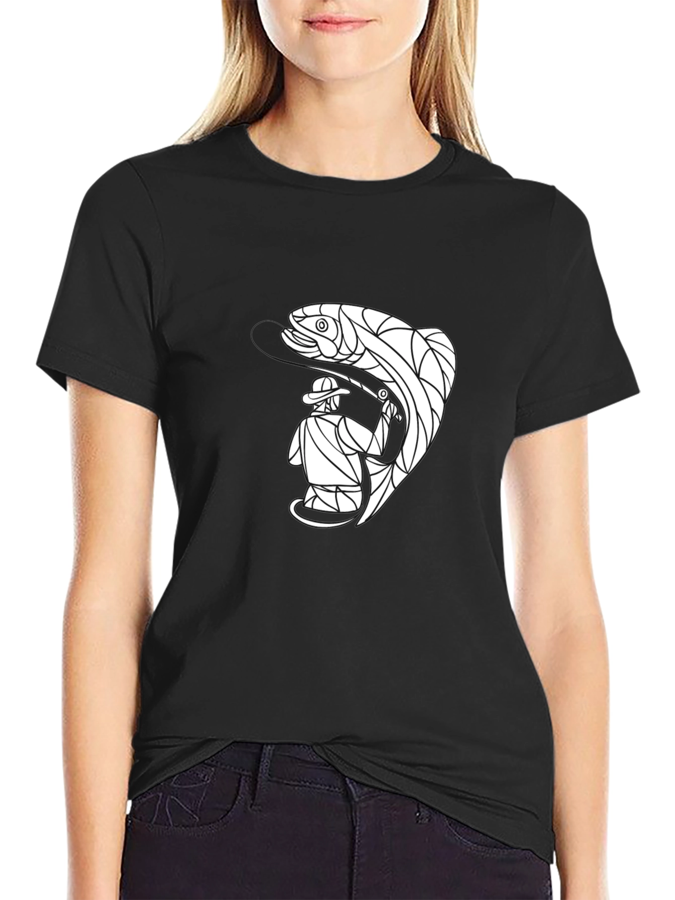 Angler & Trout Graphic T-Shirt - Black