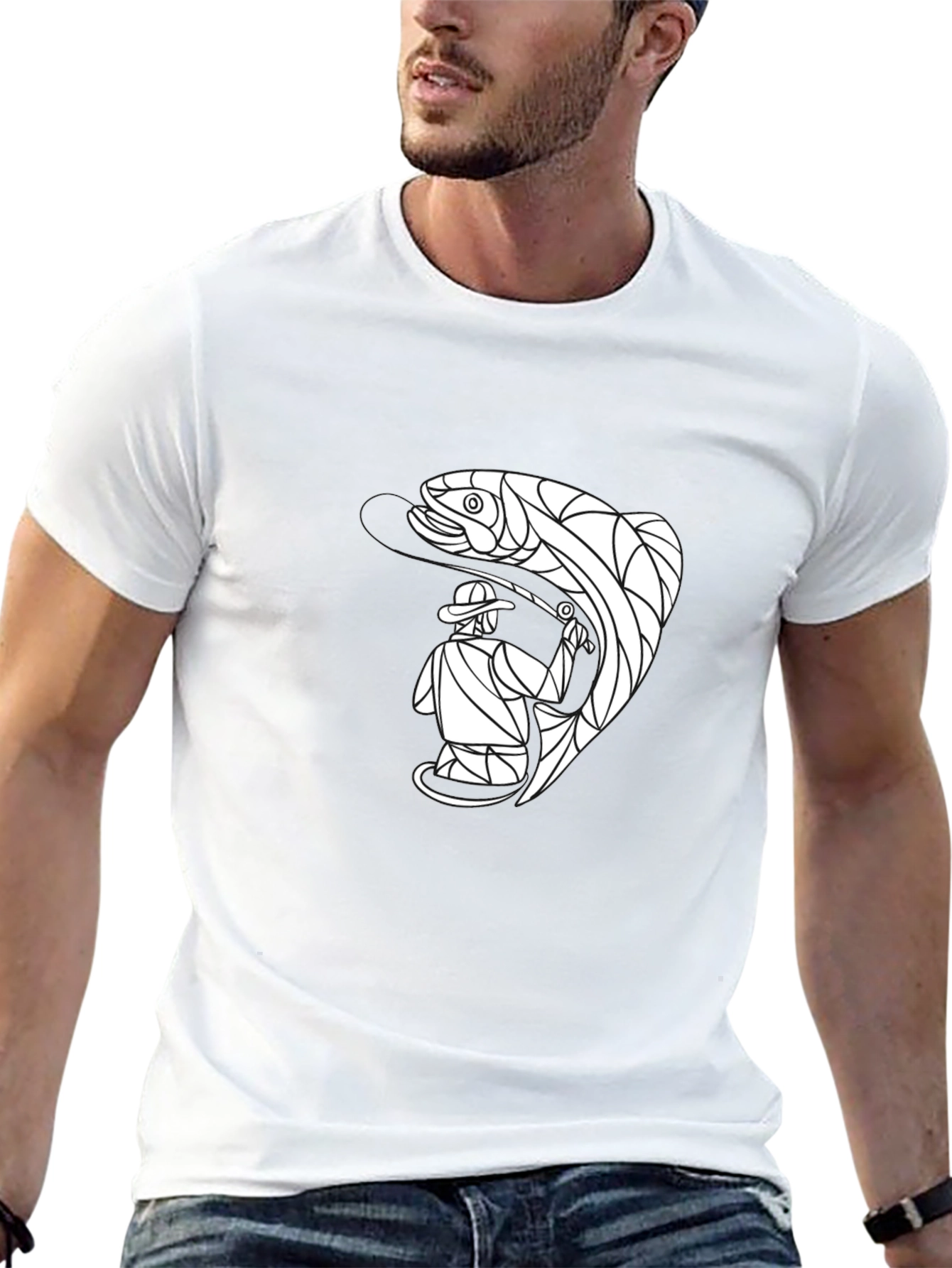 Angler & Trout Graphic T-Shirt - Black