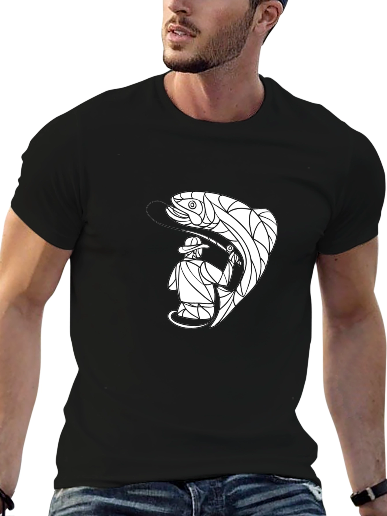Angler & Trout Graphic T-Shirt - Black