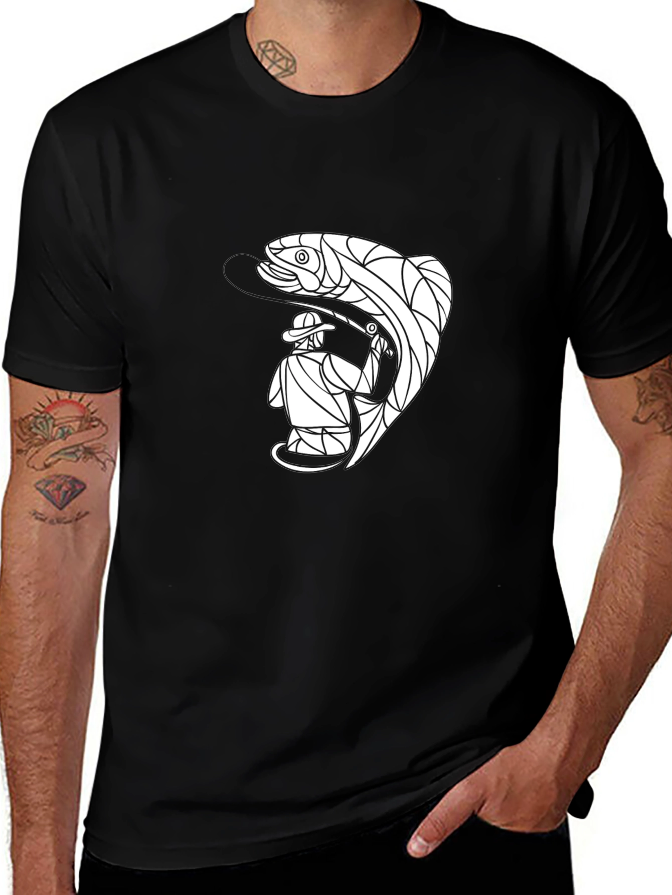 Angler & Trout Graphic T-Shirt - Black