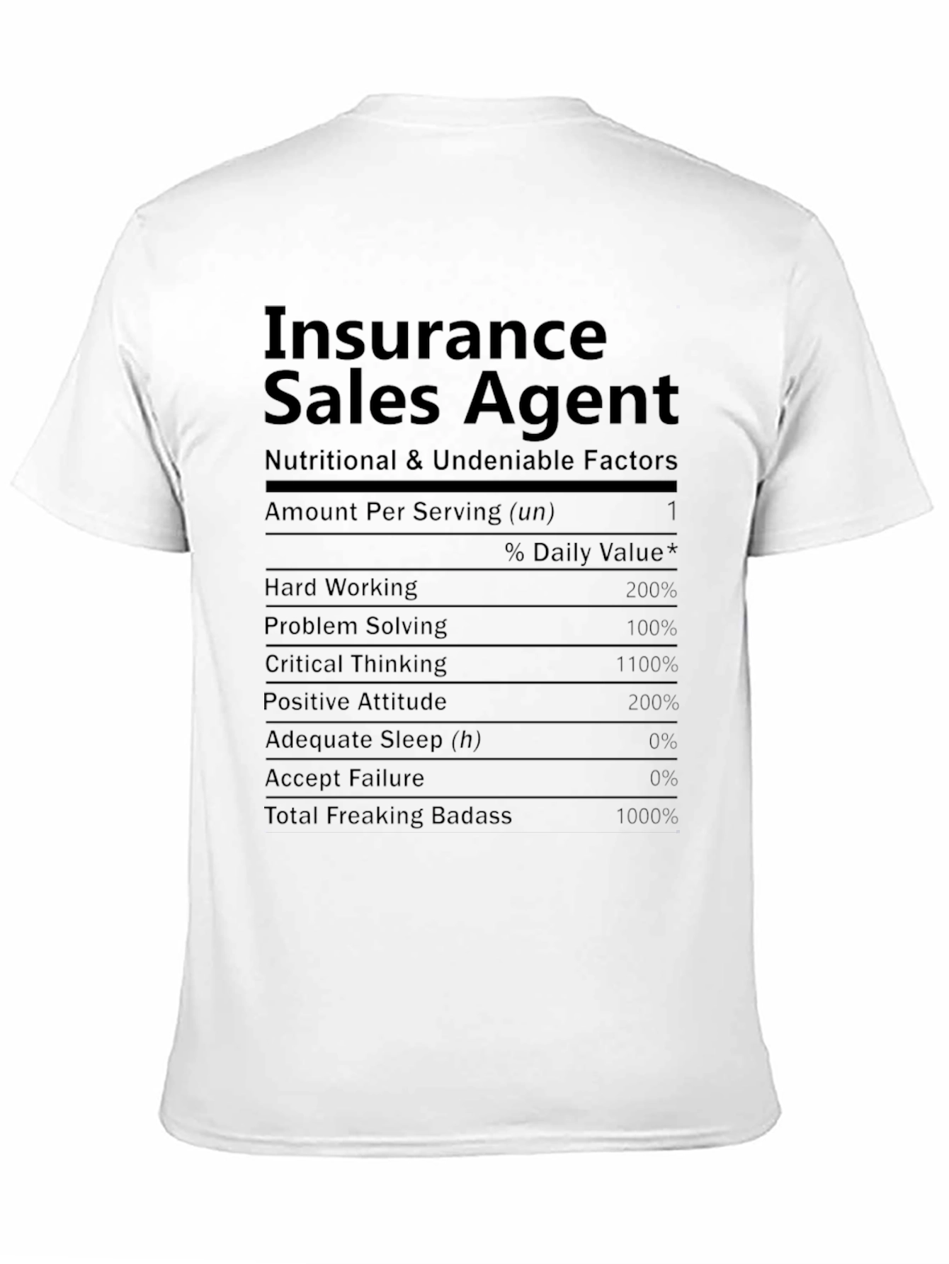 Insurance Sales Agent Nutrition Facts T-Shirt