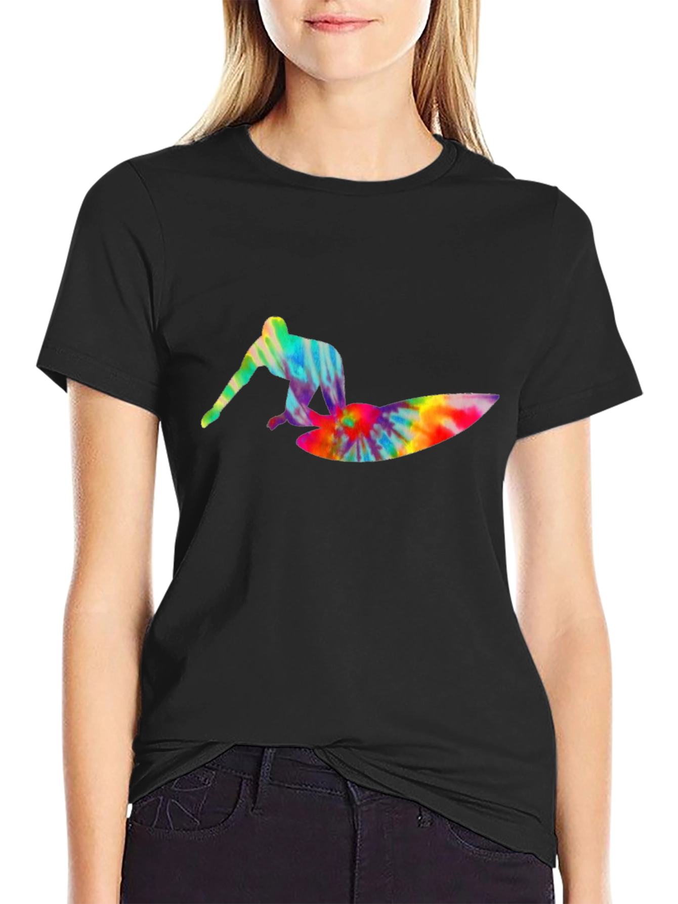 Tie-Dye Surfer Graphic Tee - Black