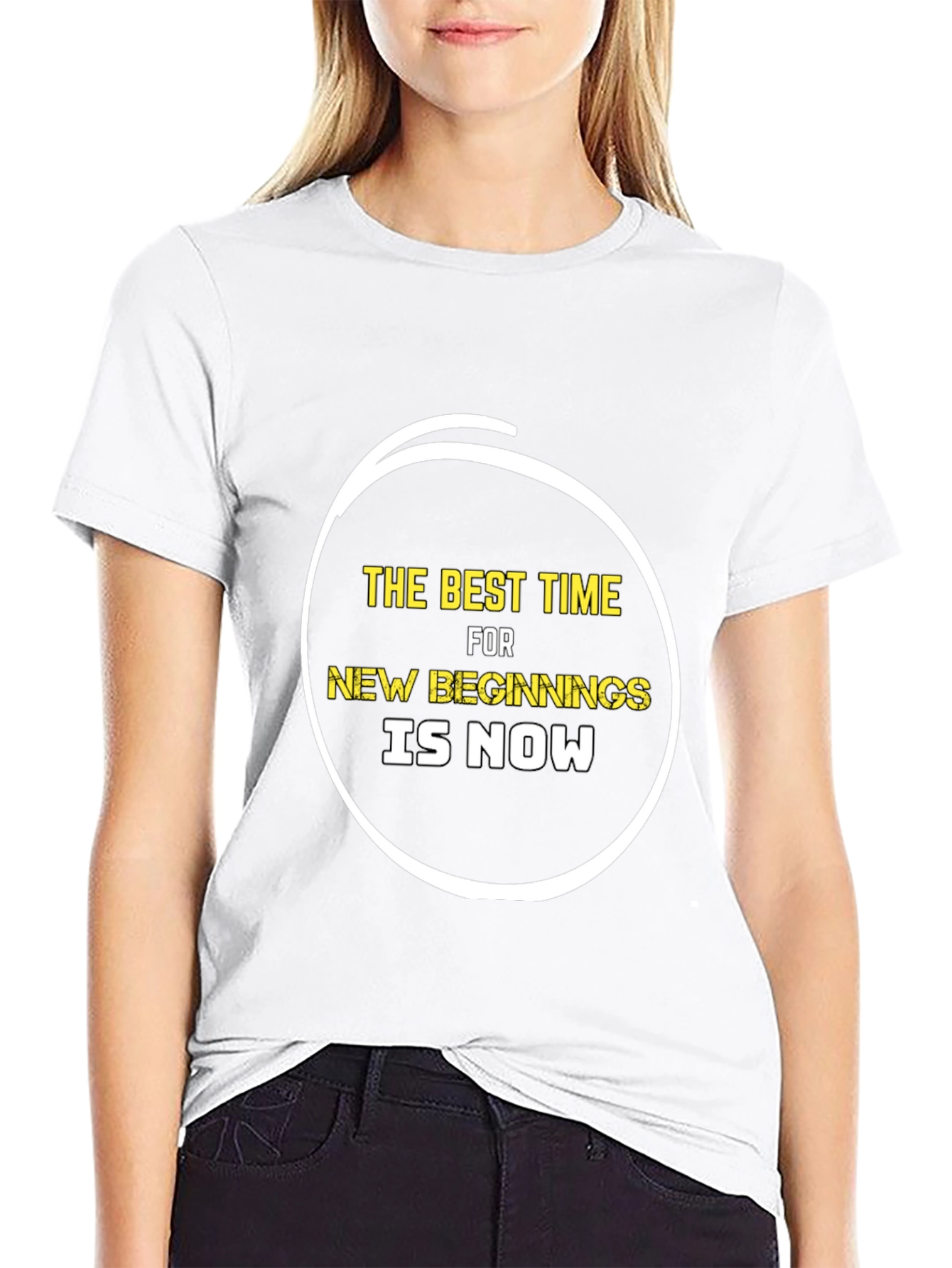 Inspirational The Best Time Black Graphic T-Shirt