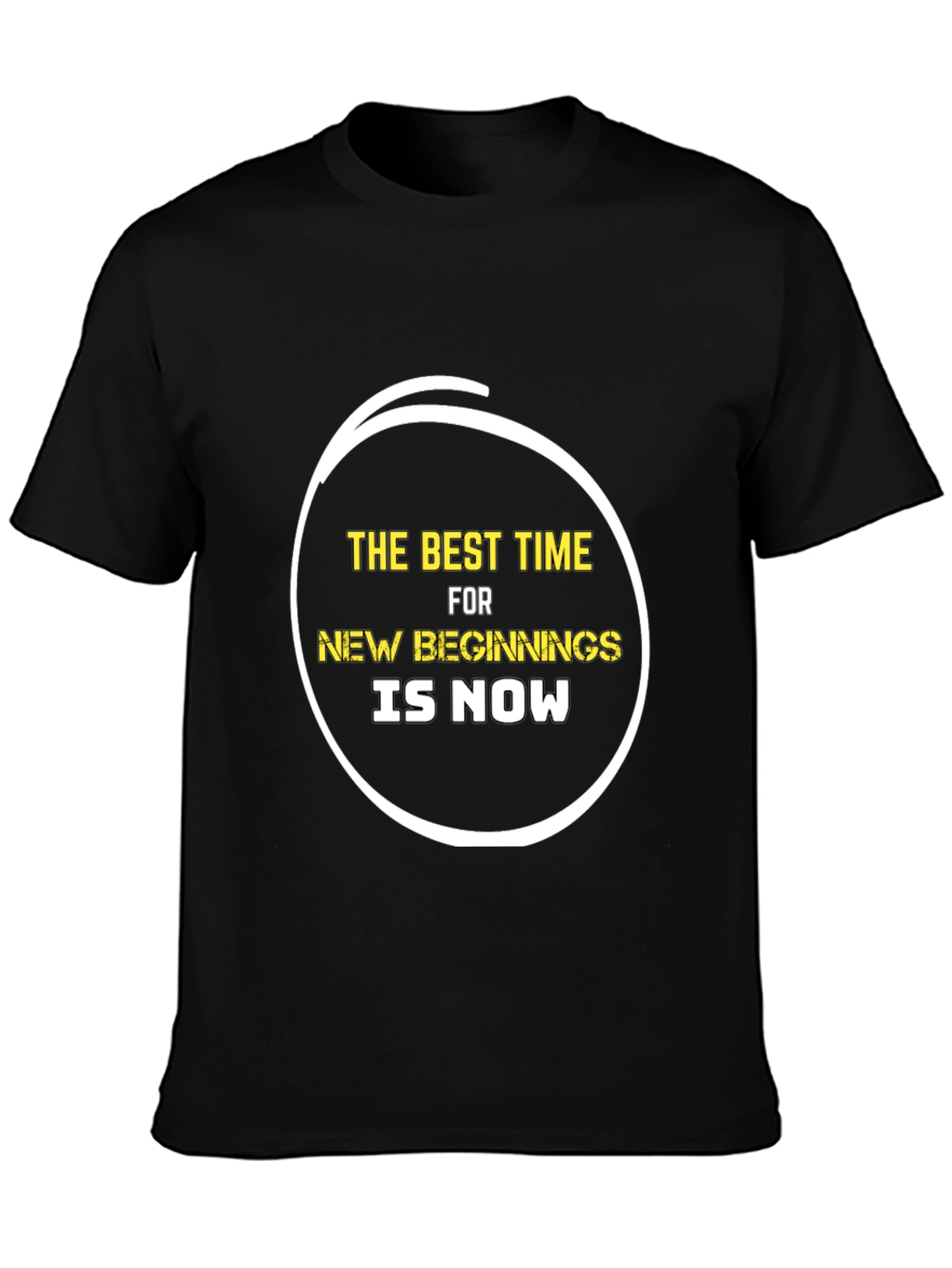 Inspirational The Best Time Black Graphic T-Shirt