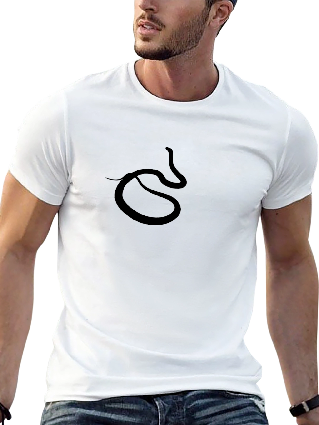Black Tee with Snake Graphic