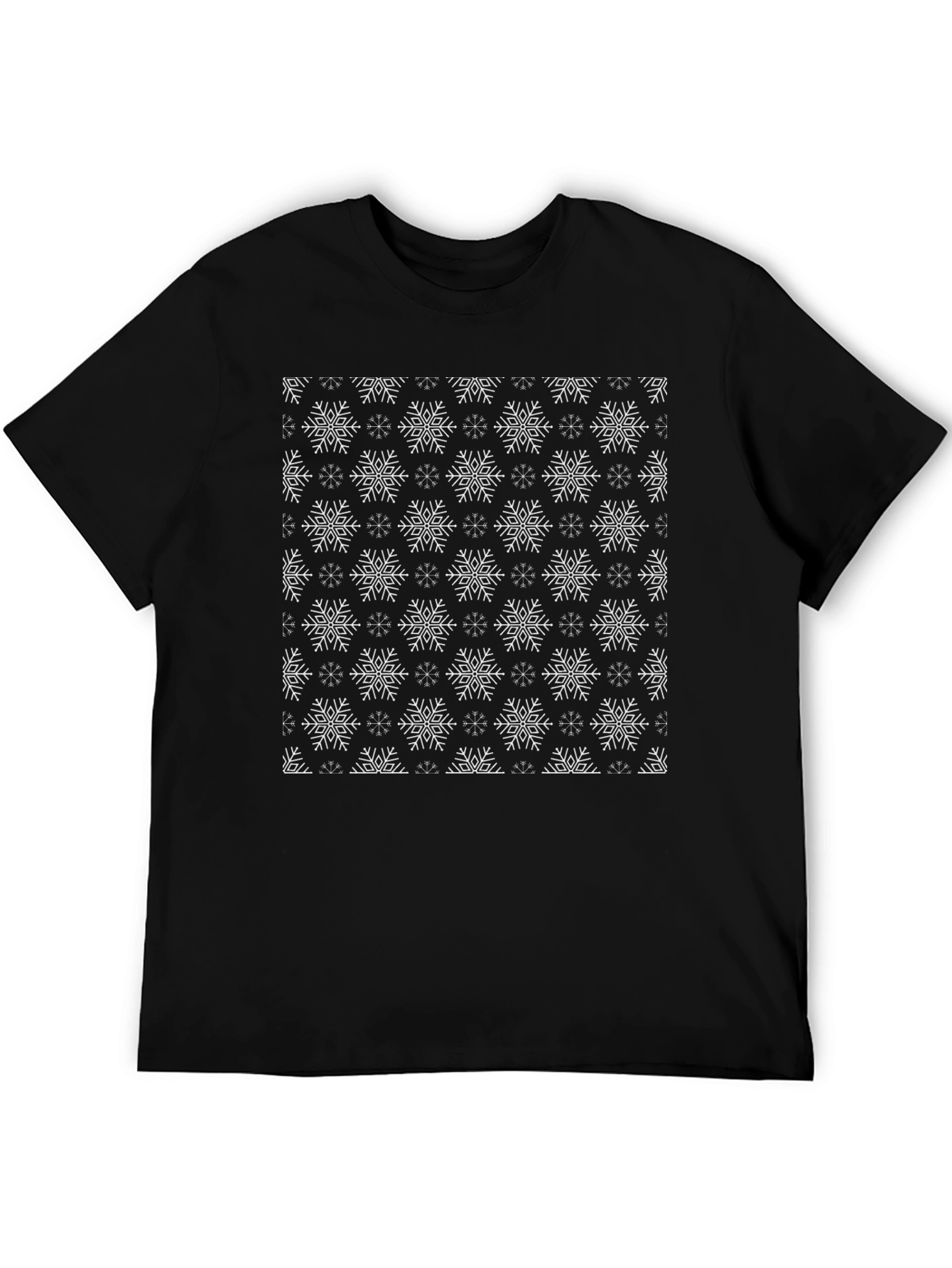 Snowflake Pattern Black T-Shirt