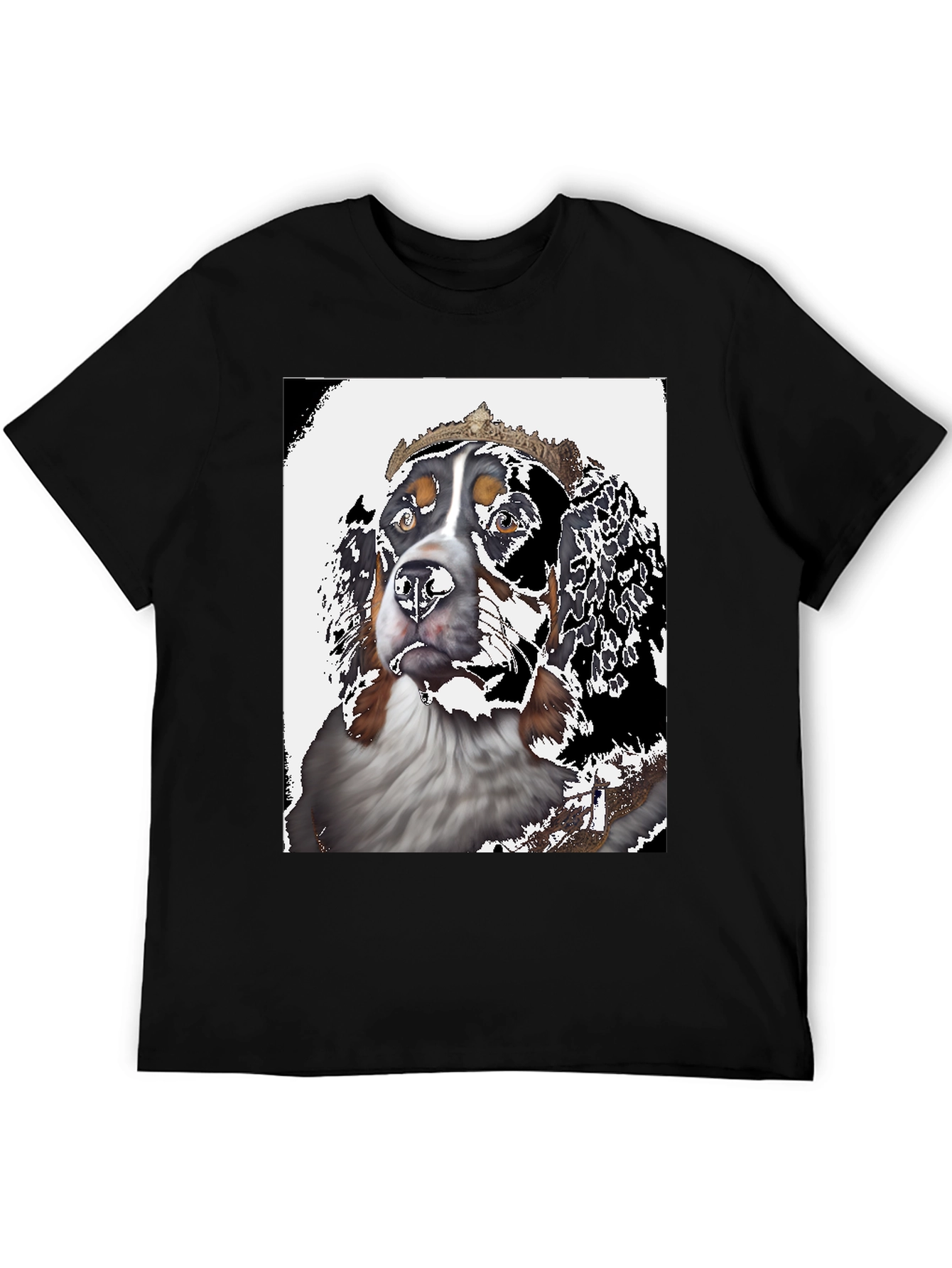 Royal Dog Graphic Tee - Black Cotton T-Shirt