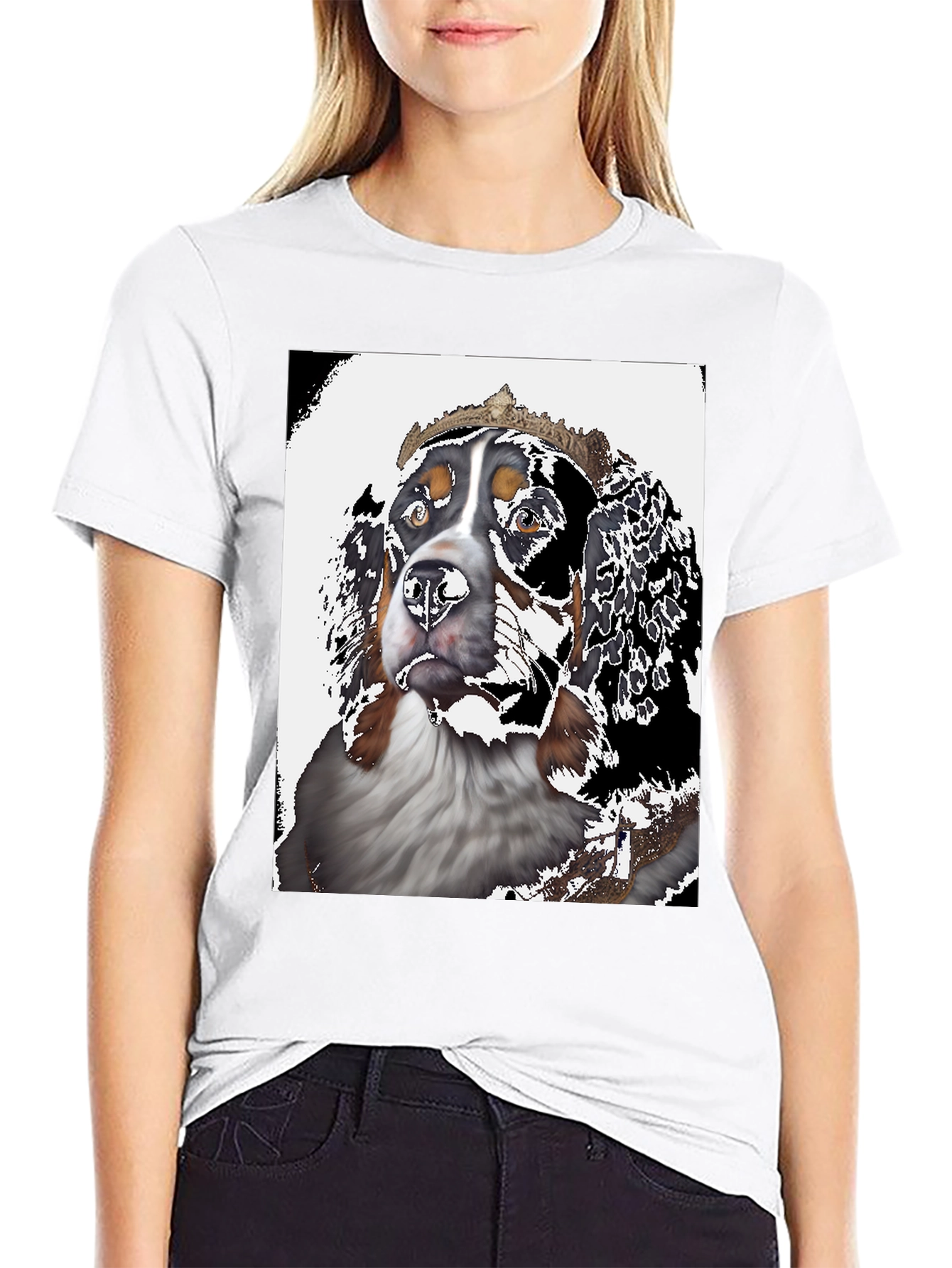 Royal Dog Graphic Tee - Black Cotton T-Shirt