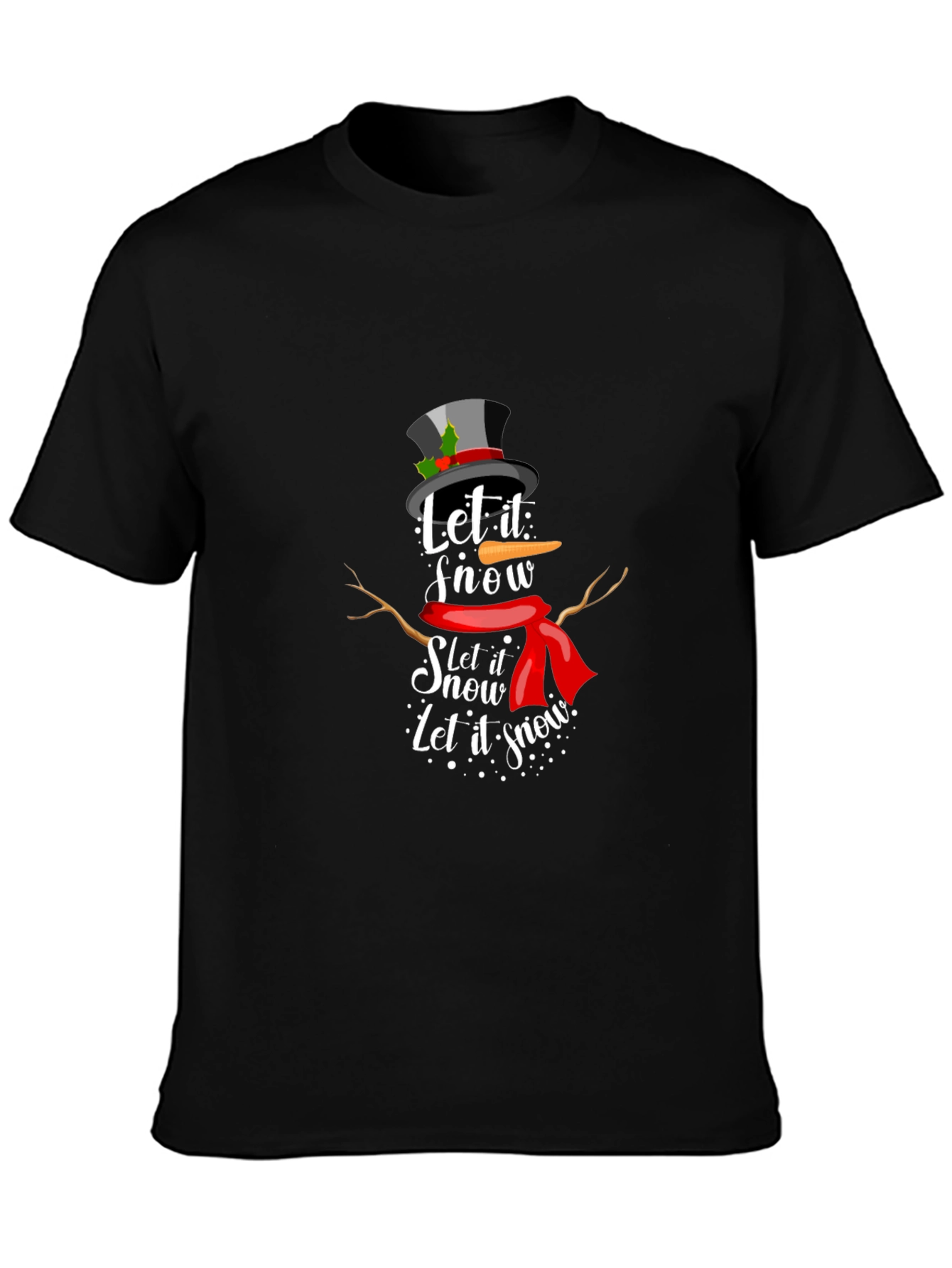 Let it Snow! Snowman Graphic Tee - Black