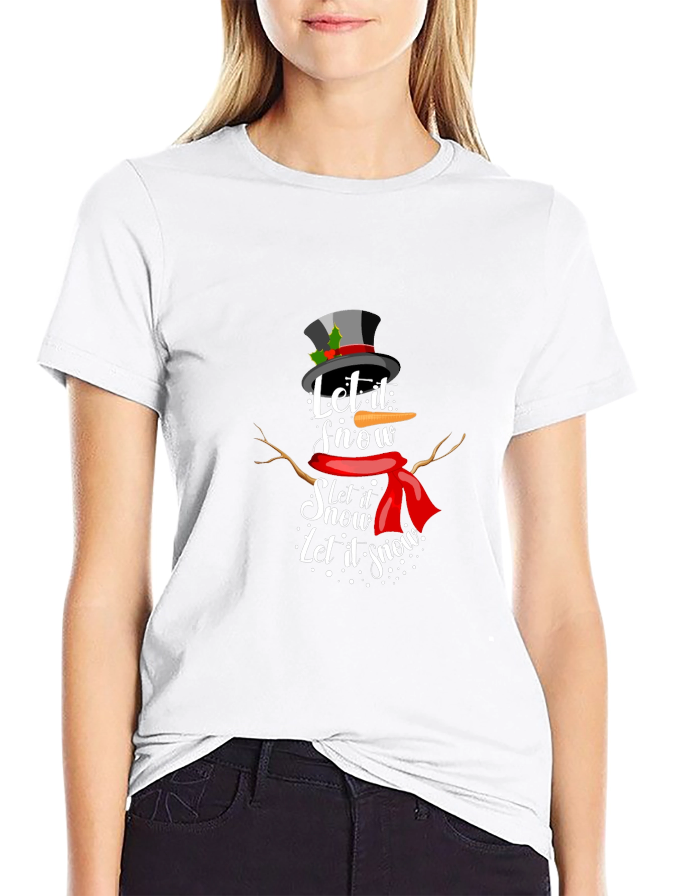 Let it Snow! Snowman Graphic Tee - Black