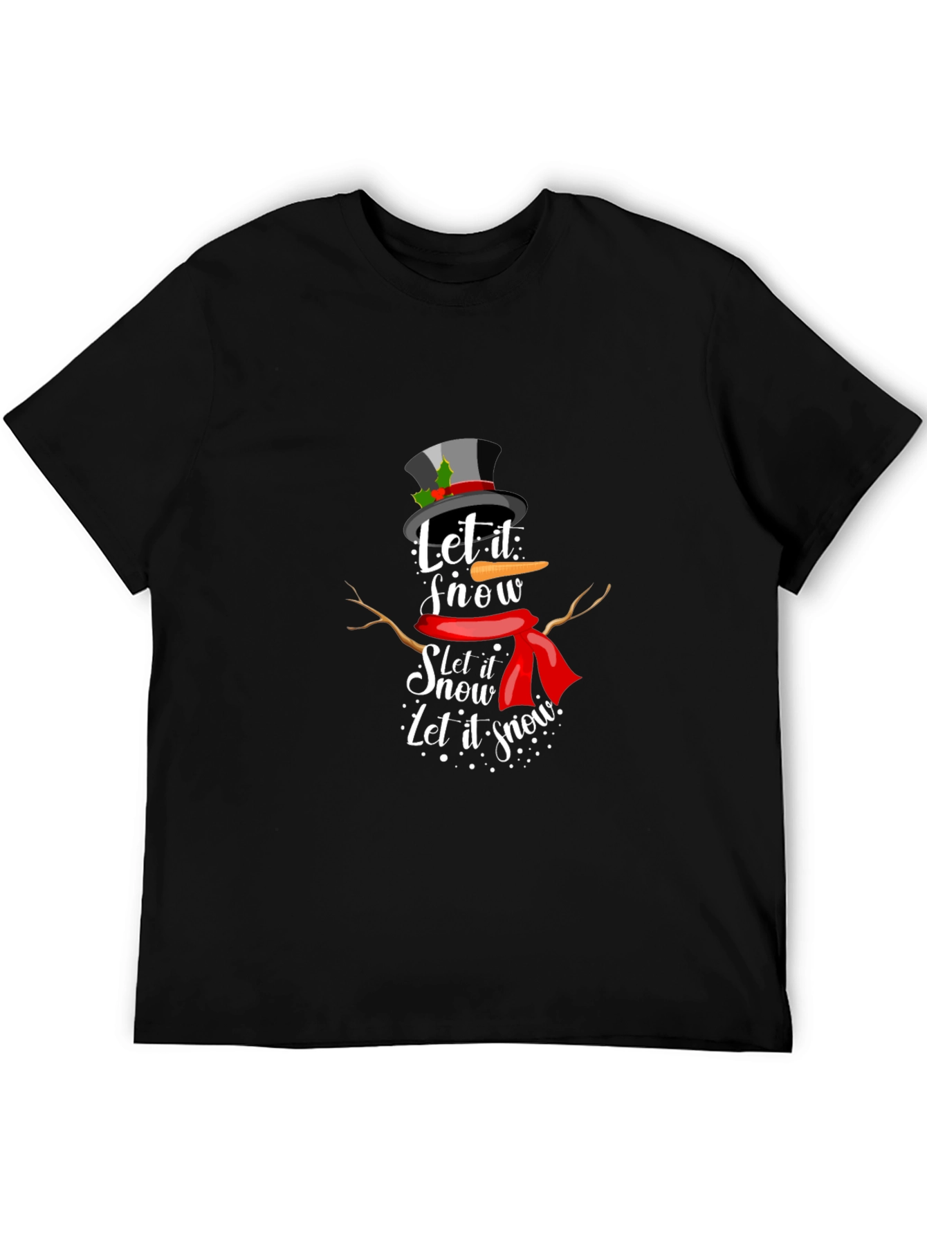 Let it Snow! Snowman Graphic Tee - Black