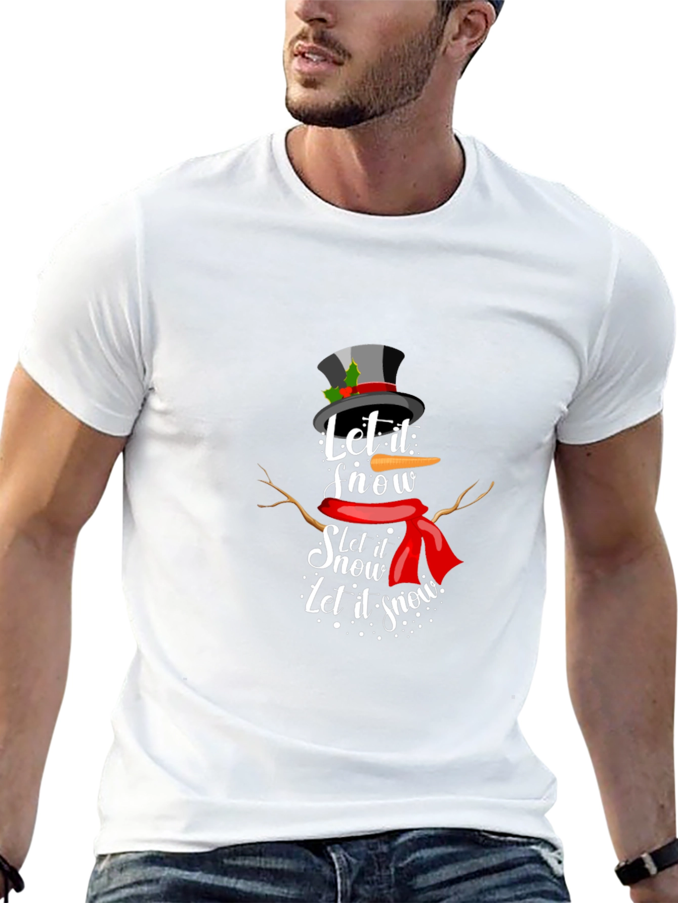 Let it Snow! Snowman Graphic Tee - Black