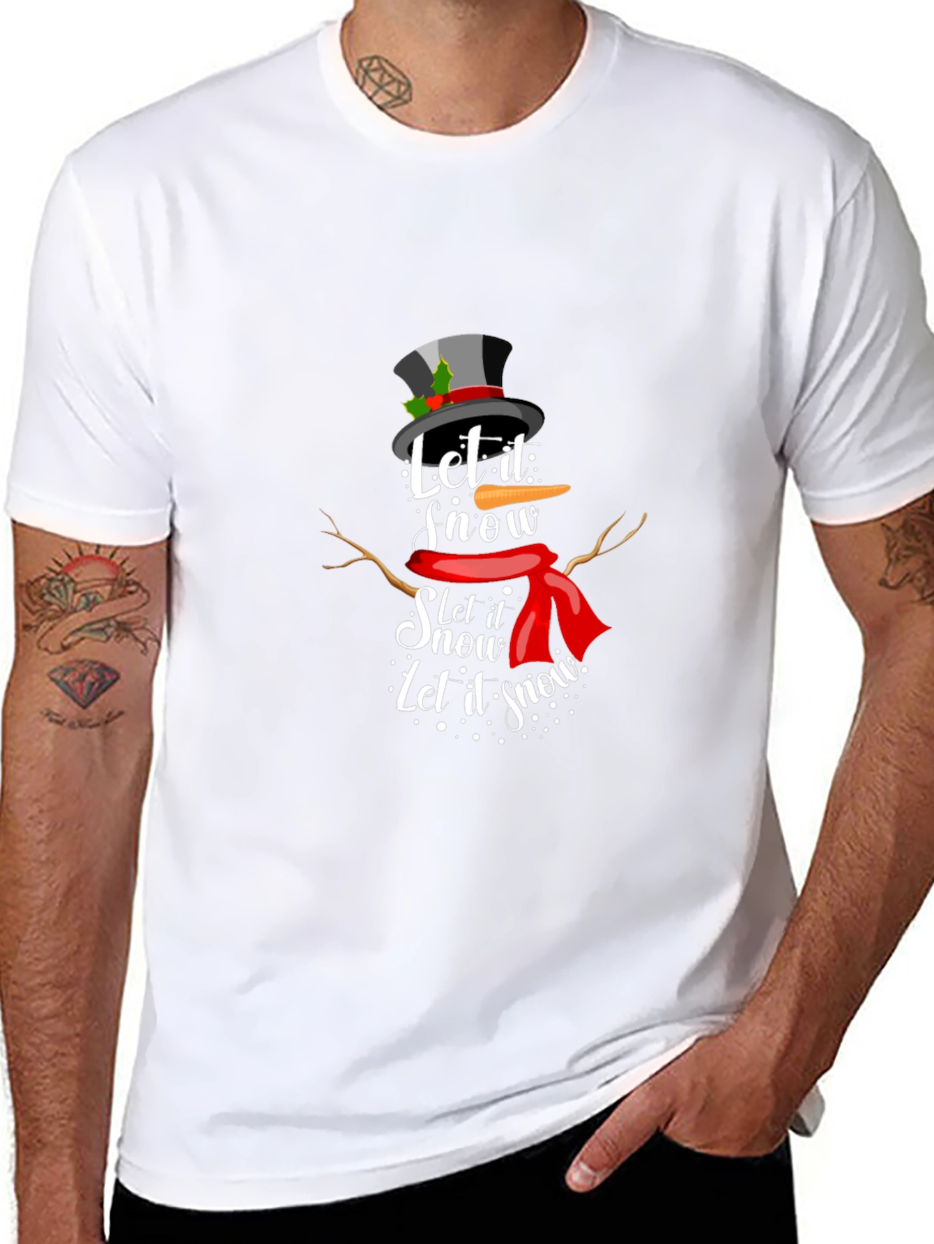 Let it Snow! Snowman Graphic Tee - Black
