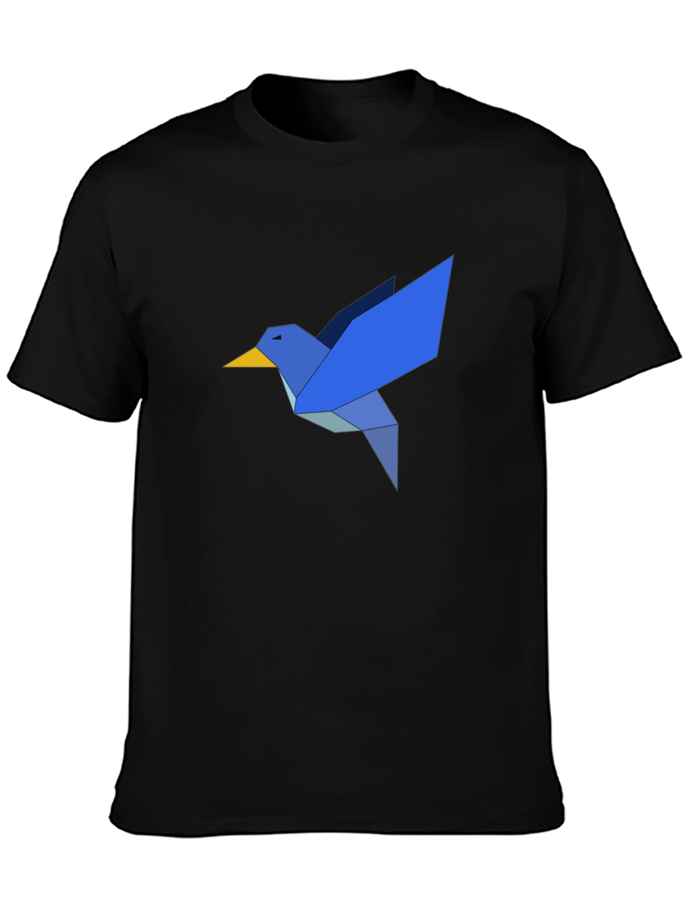 Origami Bird Graphic T-Shirt - Casual Black Tee