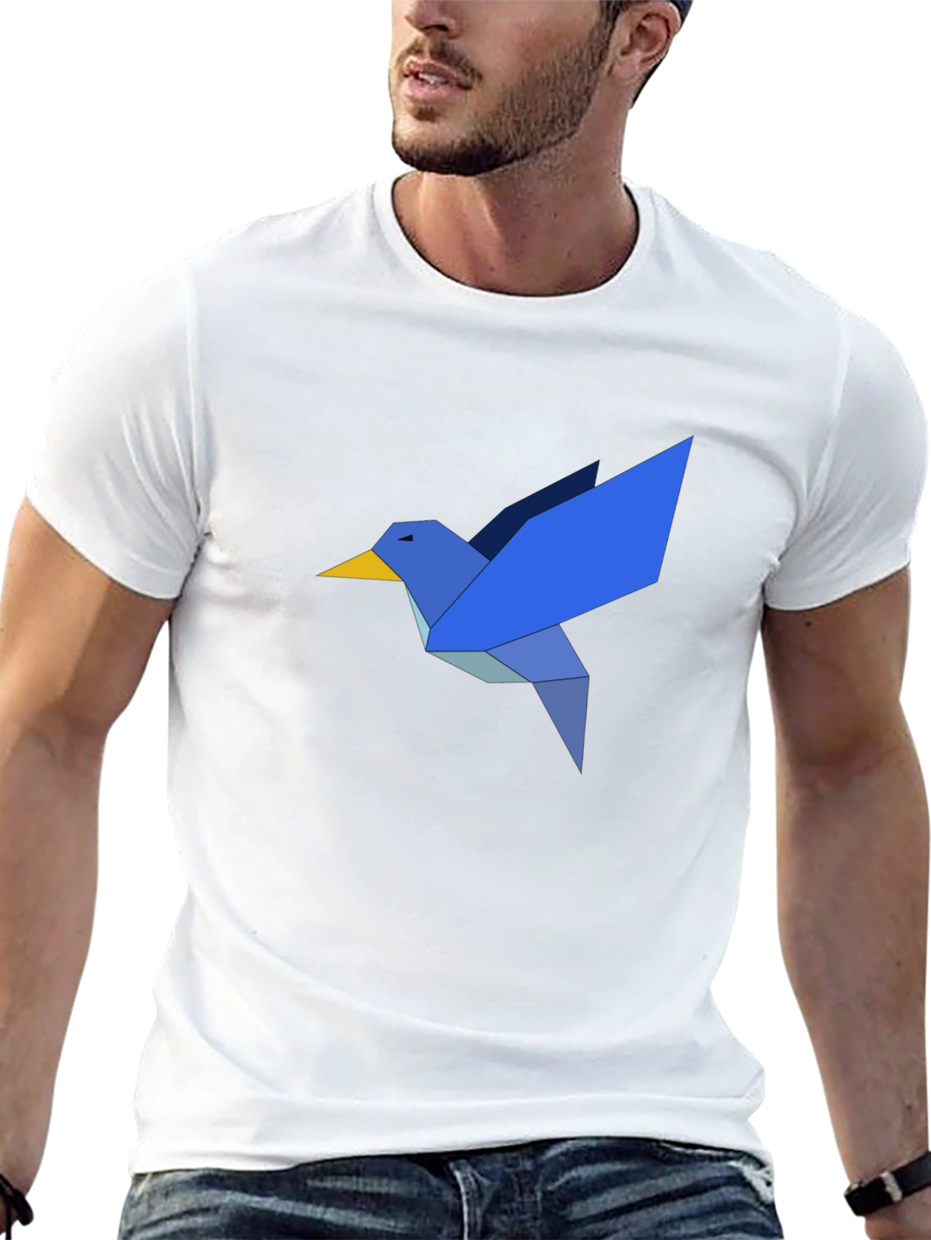 Origami Bird Graphic T-Shirt - Casual Black Tee