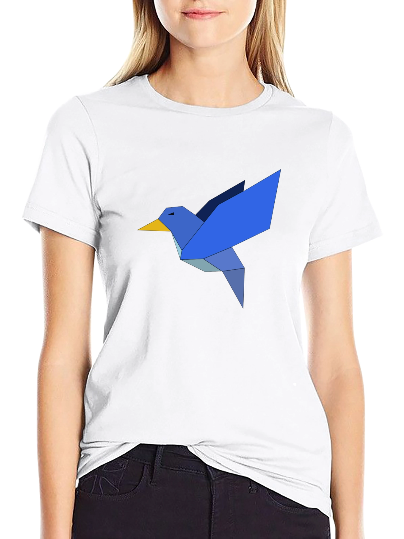 Origami Bird Graphic T-Shirt - Casual Black Tee