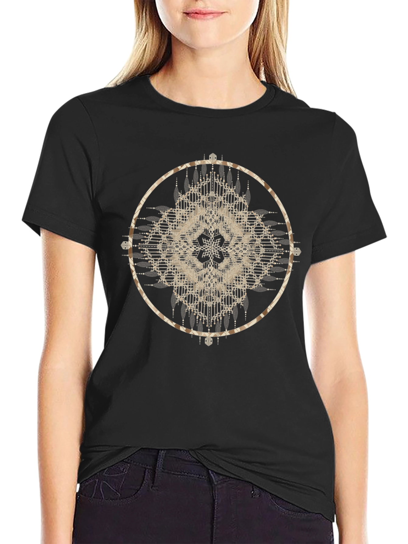 Boho Mandala Graphic Tee - Stylish Round Design T-Shirt