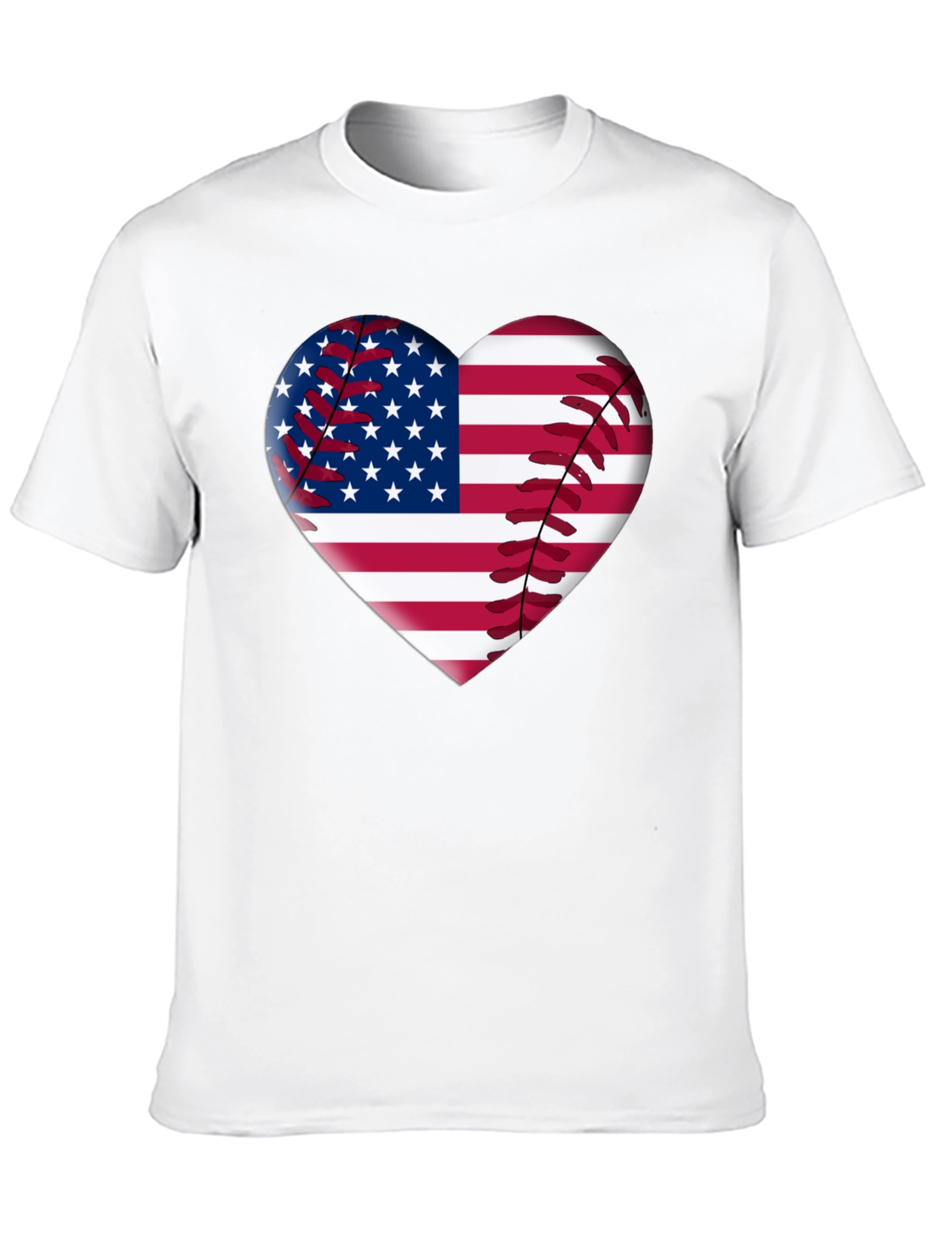 American Flag Baseball Heart T-Shirt