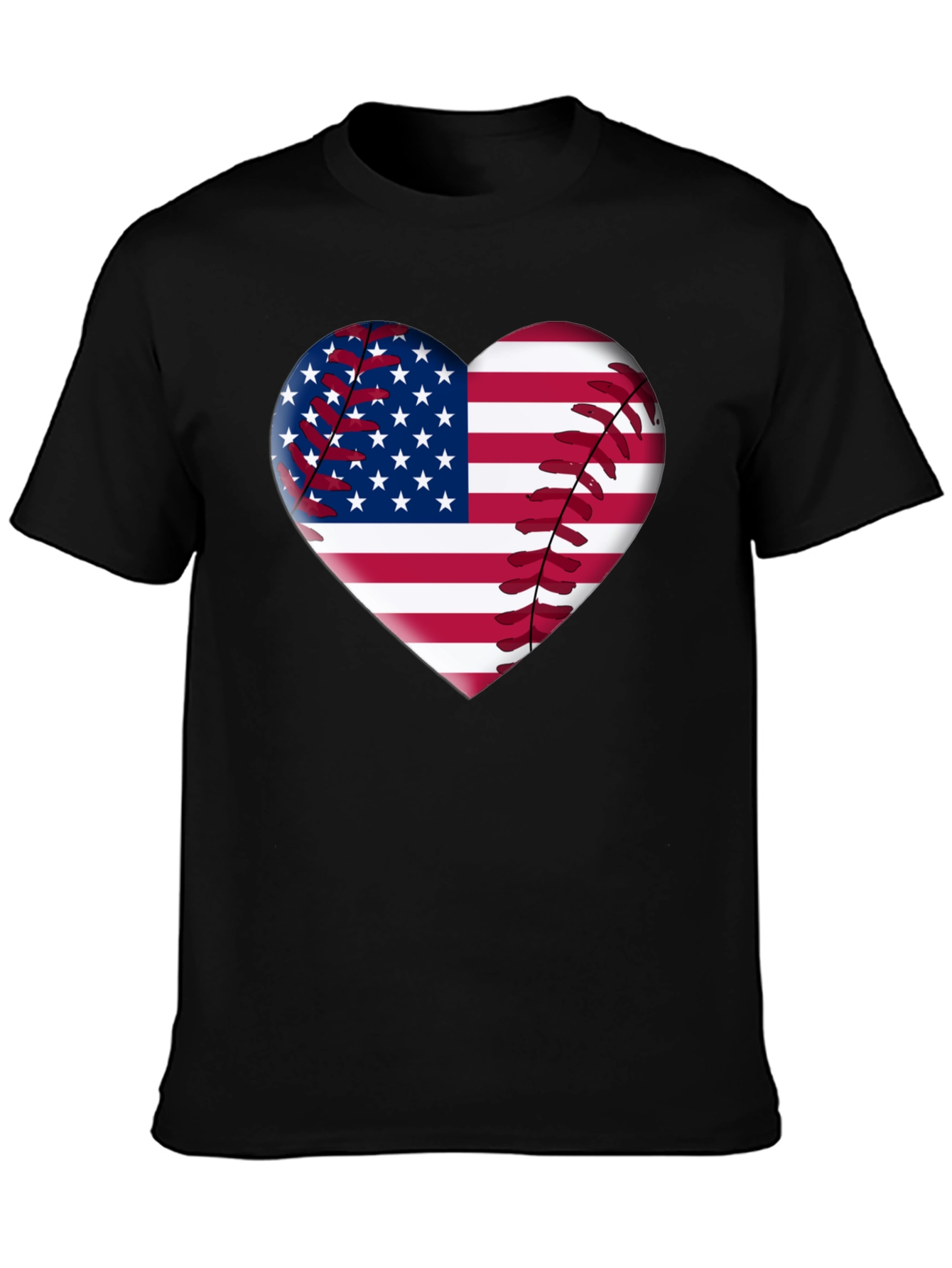 American Flag Baseball Heart T-Shirt