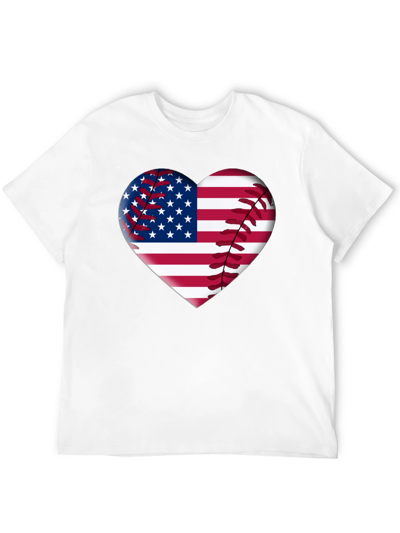American Flag Baseball Heart T-Shirt