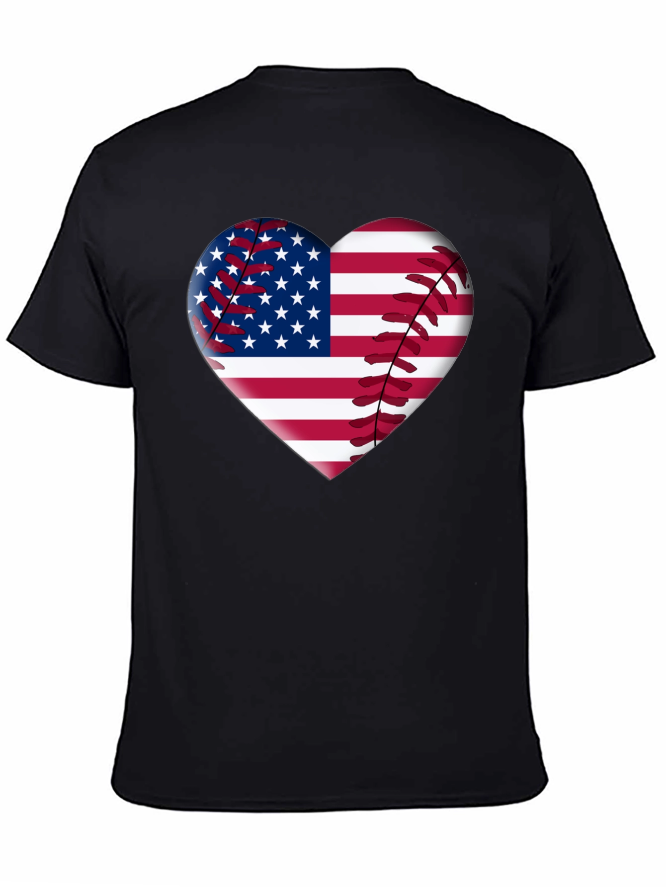 American Flag Baseball Heart T-Shirt