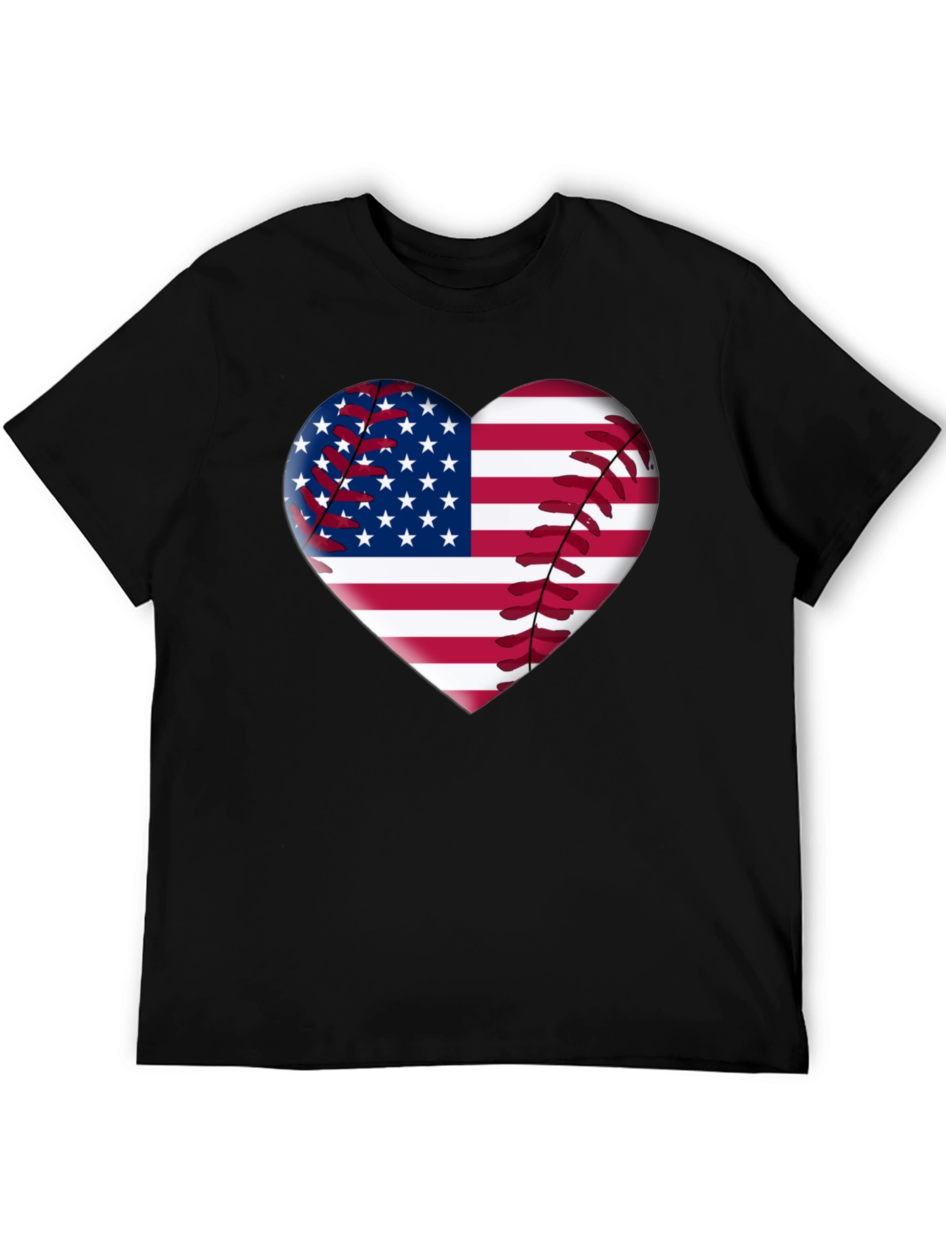 American Flag Baseball Heart T-Shirt