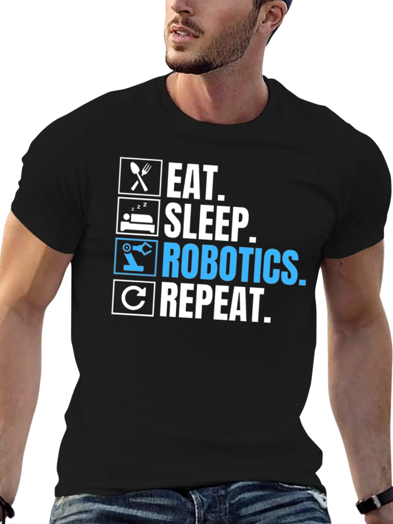 Eat Sleep Robotics Repeat Black T-Shirt