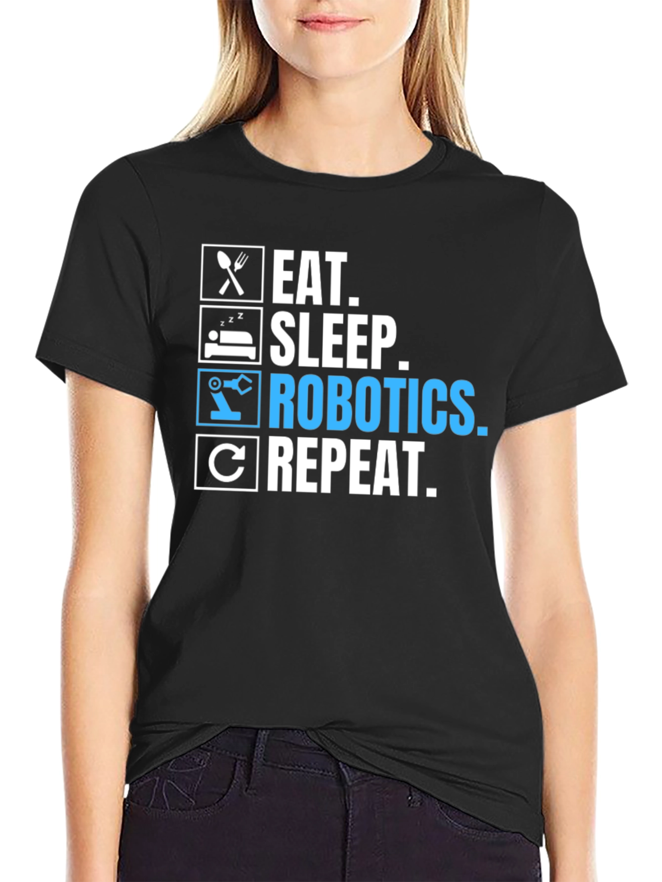 Eat Sleep Robotics Repeat Black T-Shirt