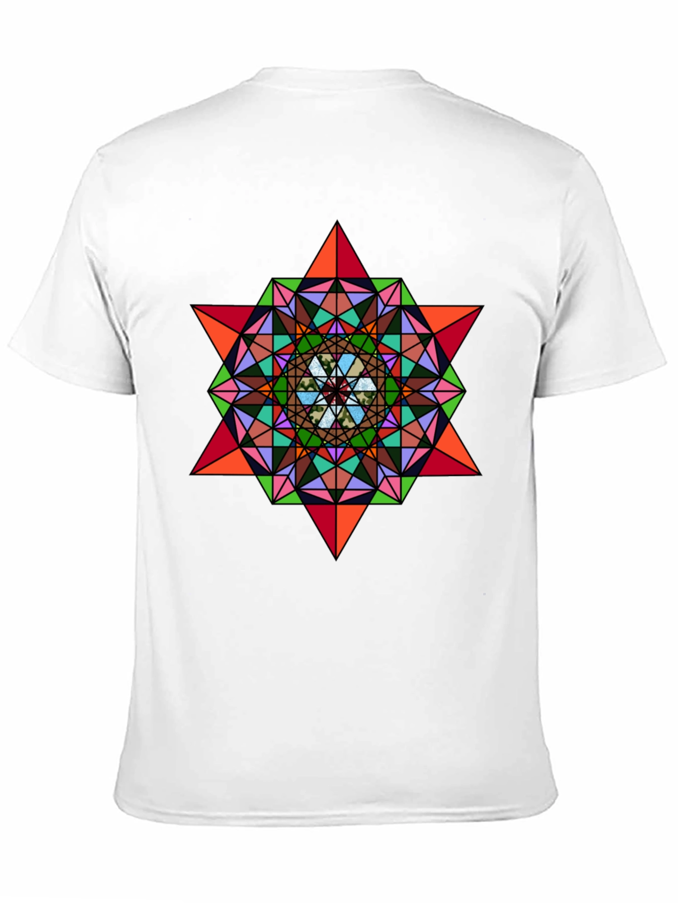 Geometric Mandala Star Graphic Tee - Modern Art Shirt