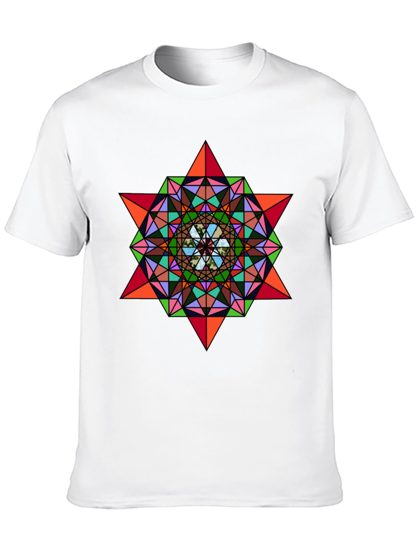 Geometric Mandala Star Graphic Tee - Modern Art Shirt
