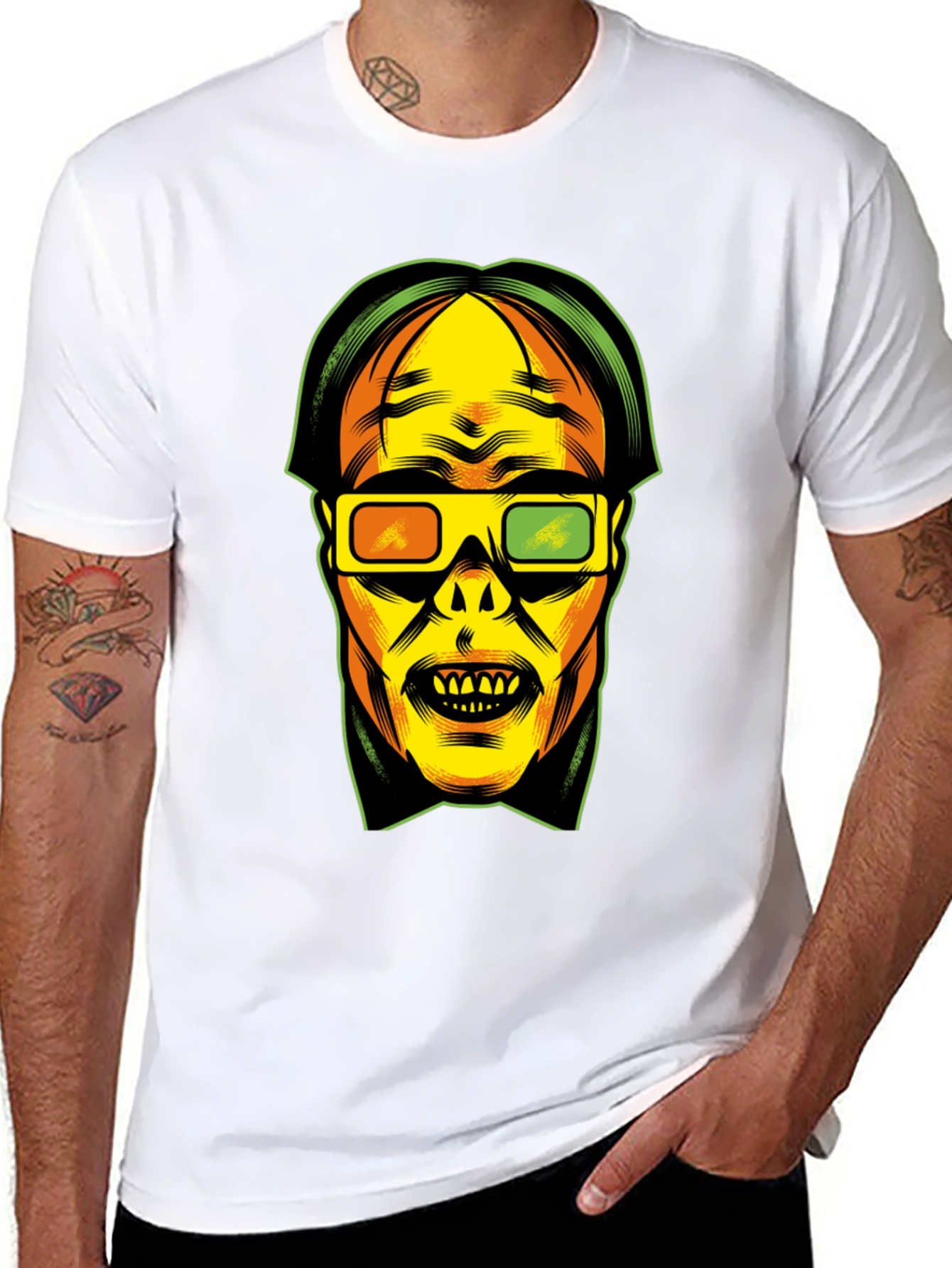 3D Glasses Graphic T-Shirt - Retro Pop Culture Tee