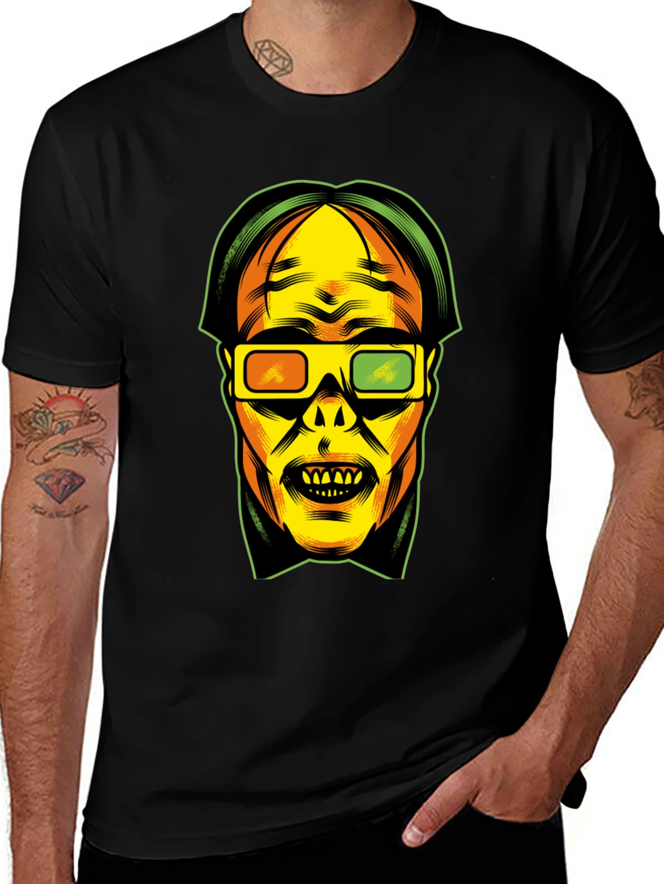 3D Glasses Graphic T-Shirt - Retro Pop Culture Tee