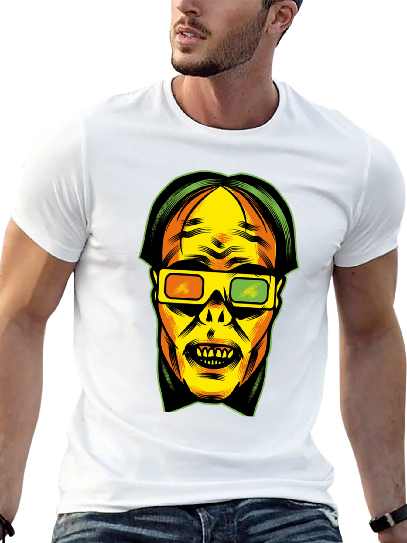 3D Glasses Graphic T-Shirt - Retro Pop Culture Tee
