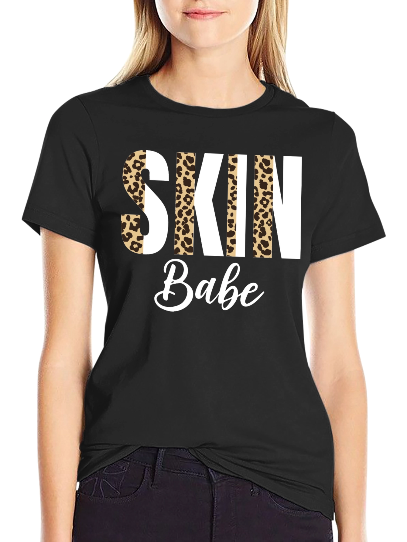 Skin Babe Leopard Print Graphic Tee