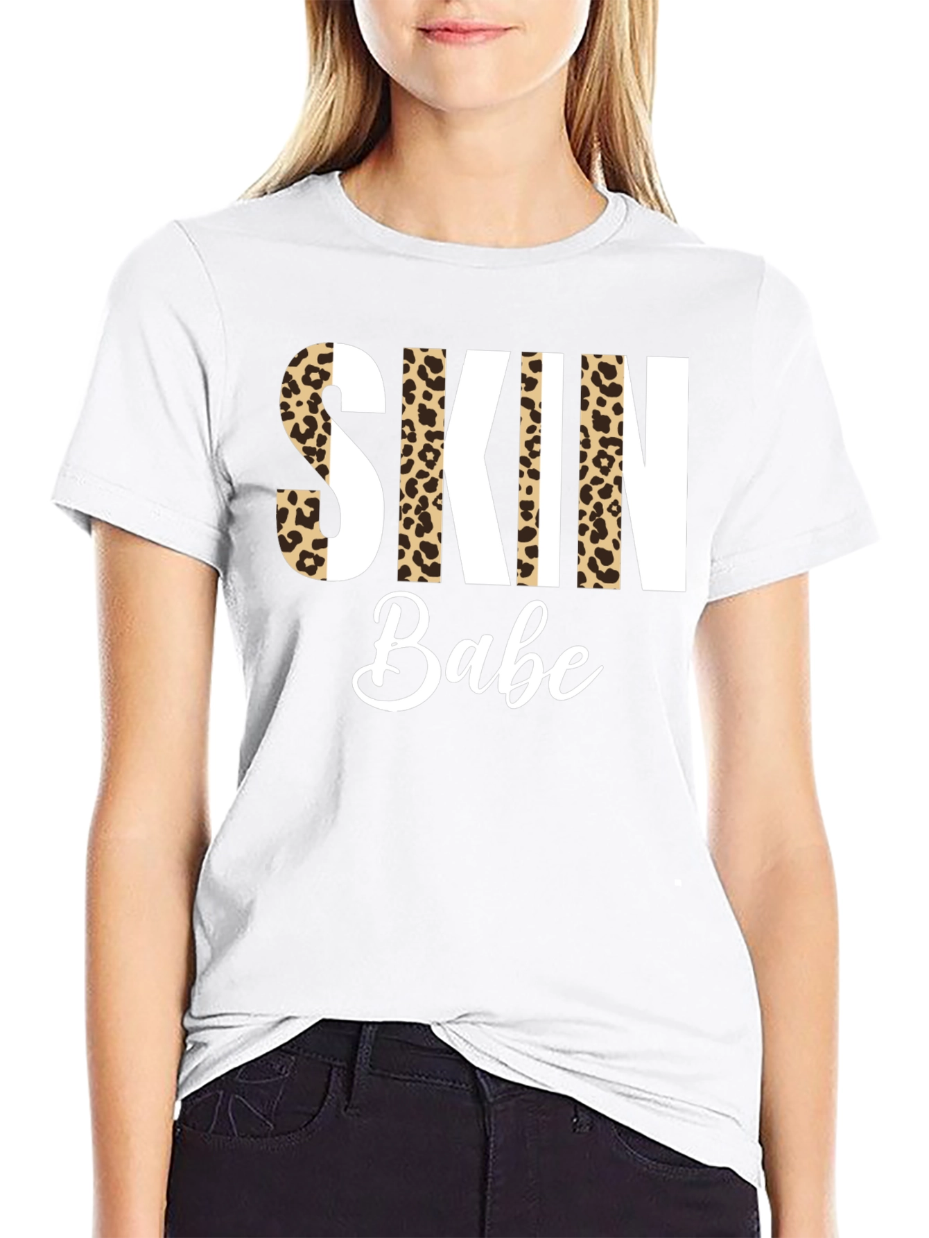 Skin Babe Leopard Print Graphic Tee