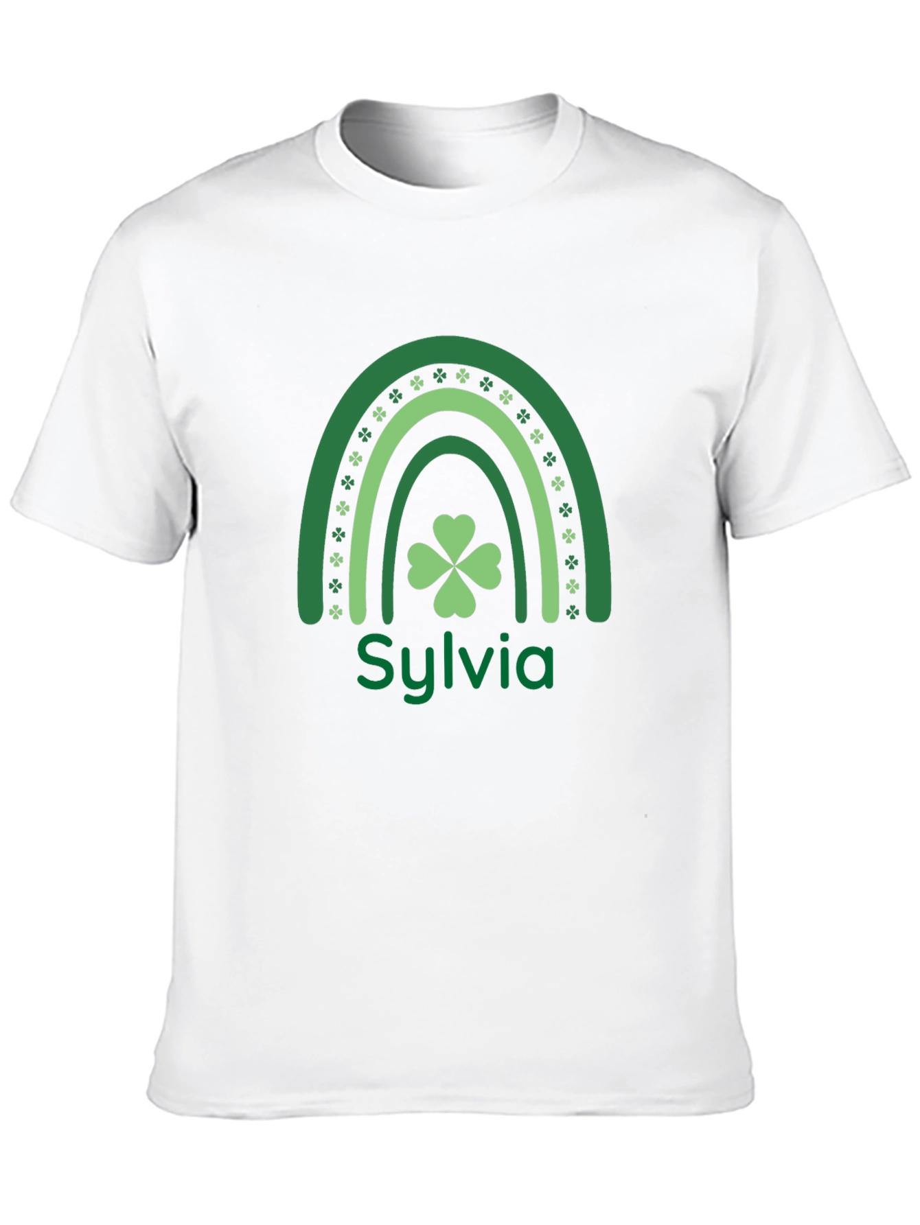Sylvia St. Patricks Day Rainbow Clover Personalized T-Shirt