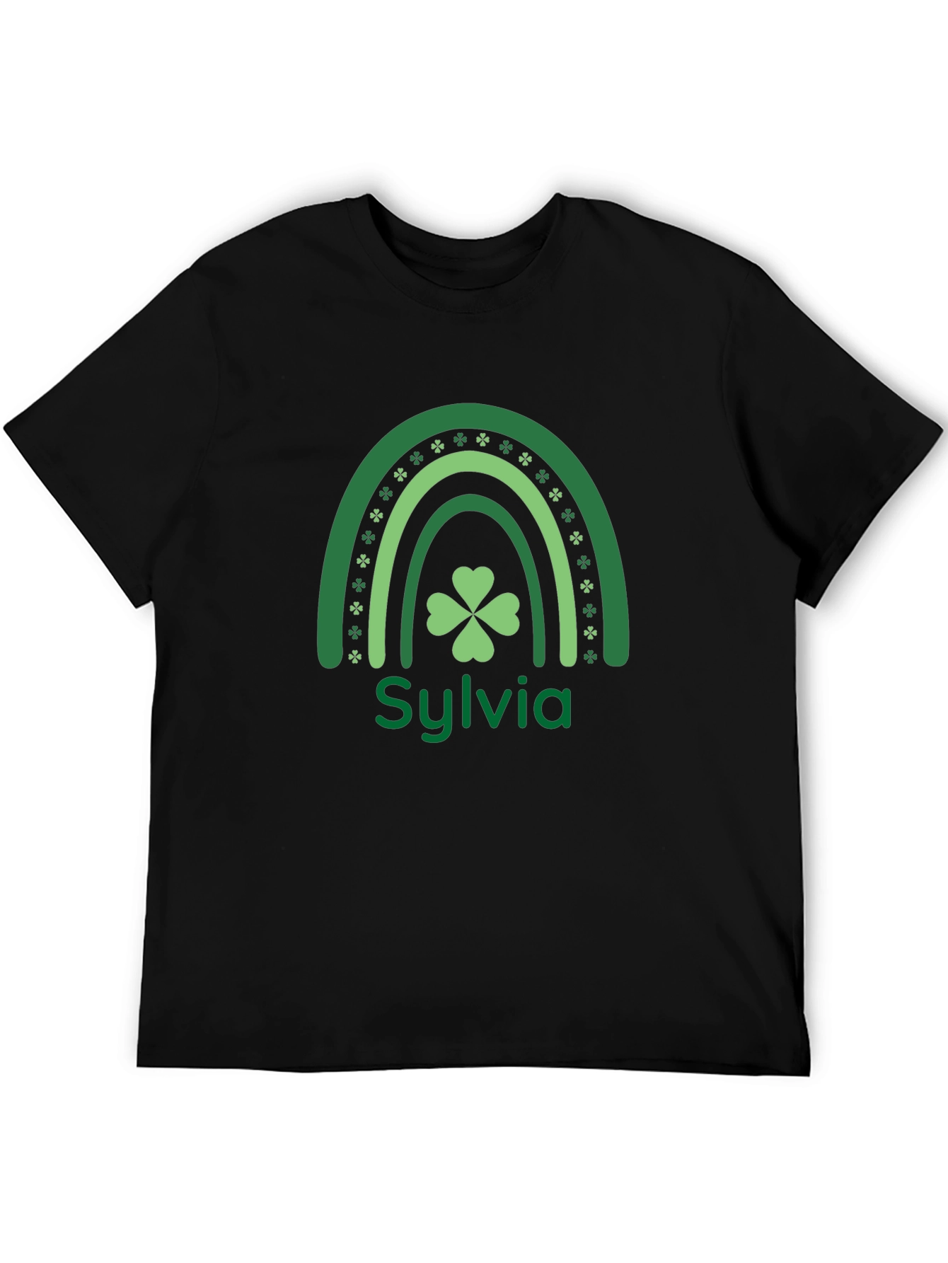 Sylvia St. Patricks Day Rainbow Clover Personalized T-Shirt