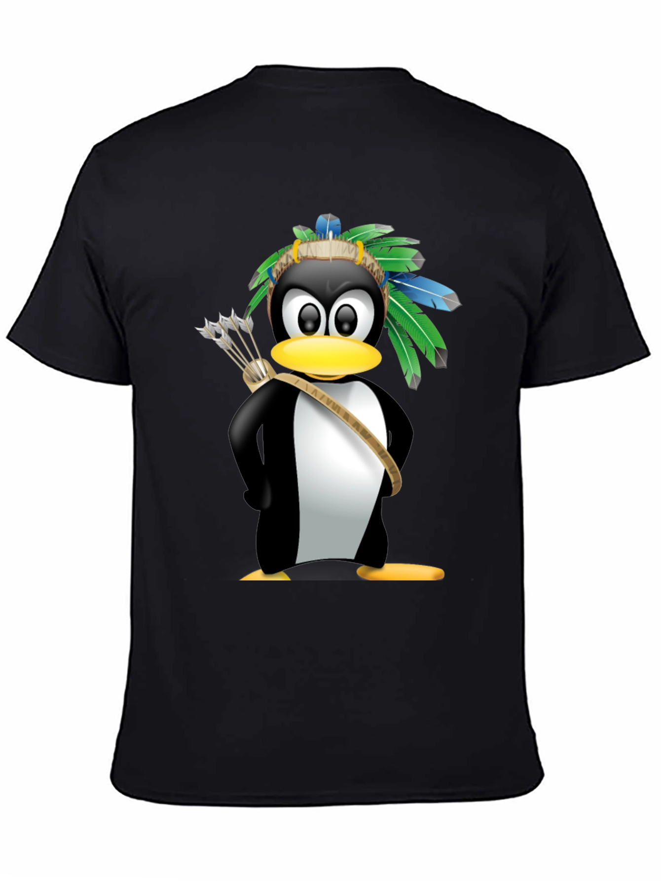 Native American Penguin Graphic Tee - Black