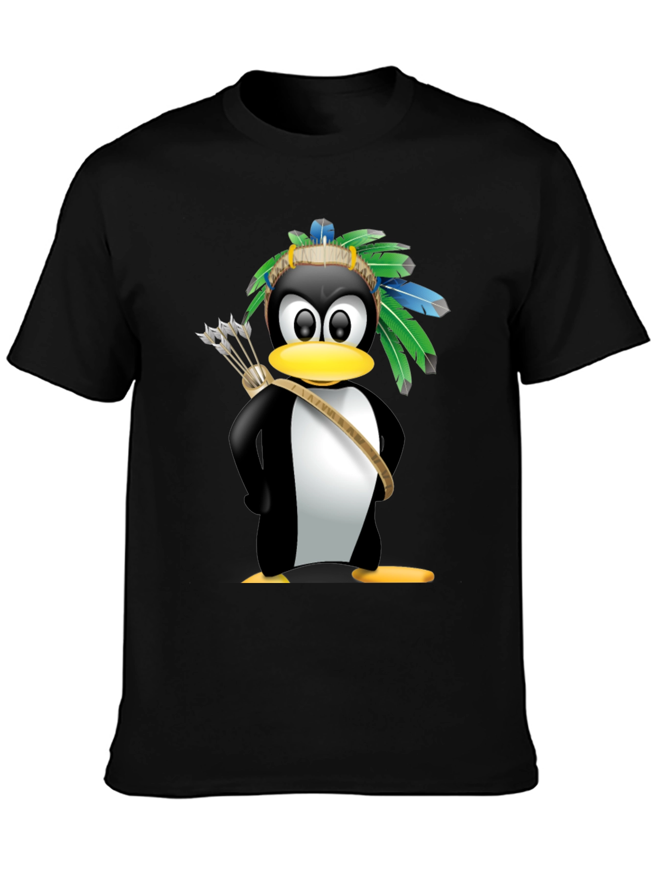 Native American Penguin Graphic Tee - Black