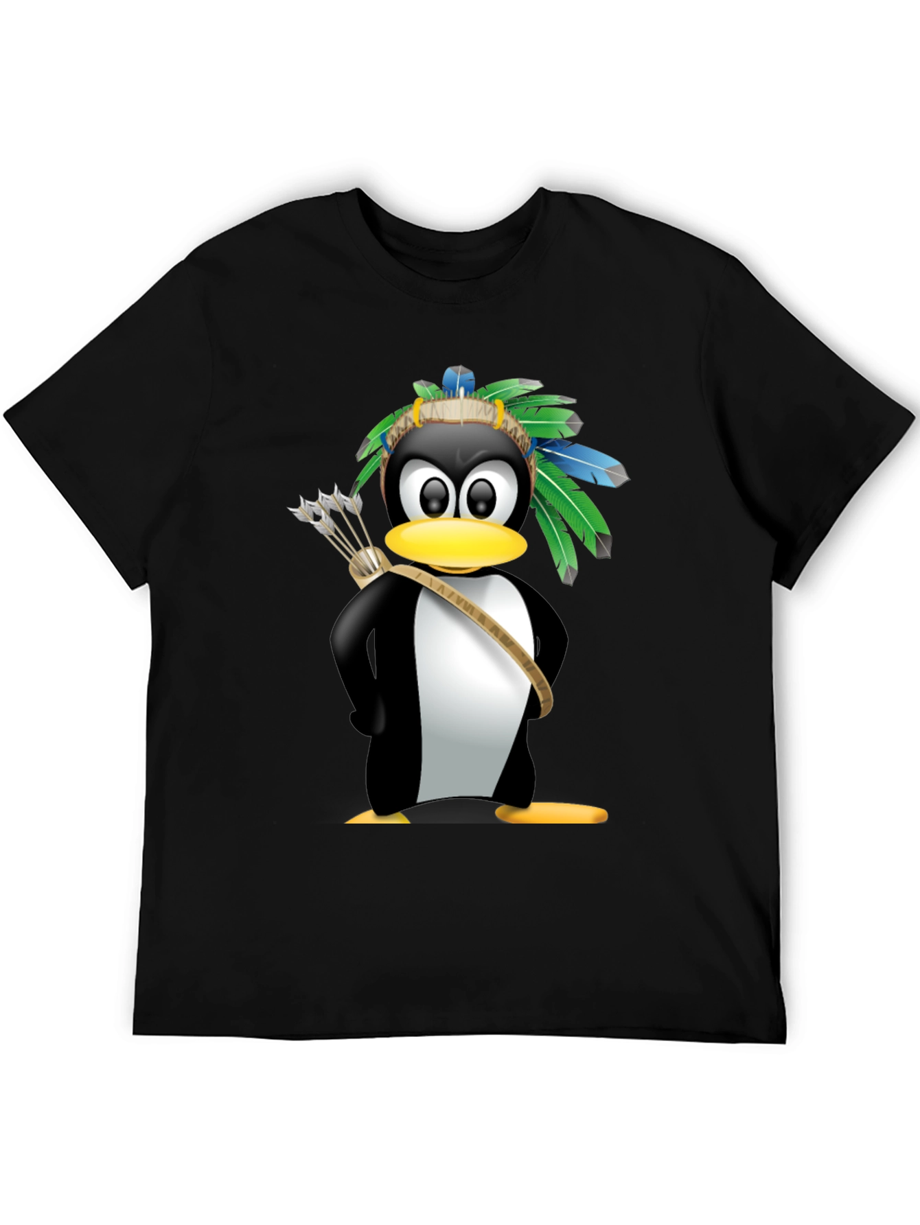 Native American Penguin Graphic Tee - Black