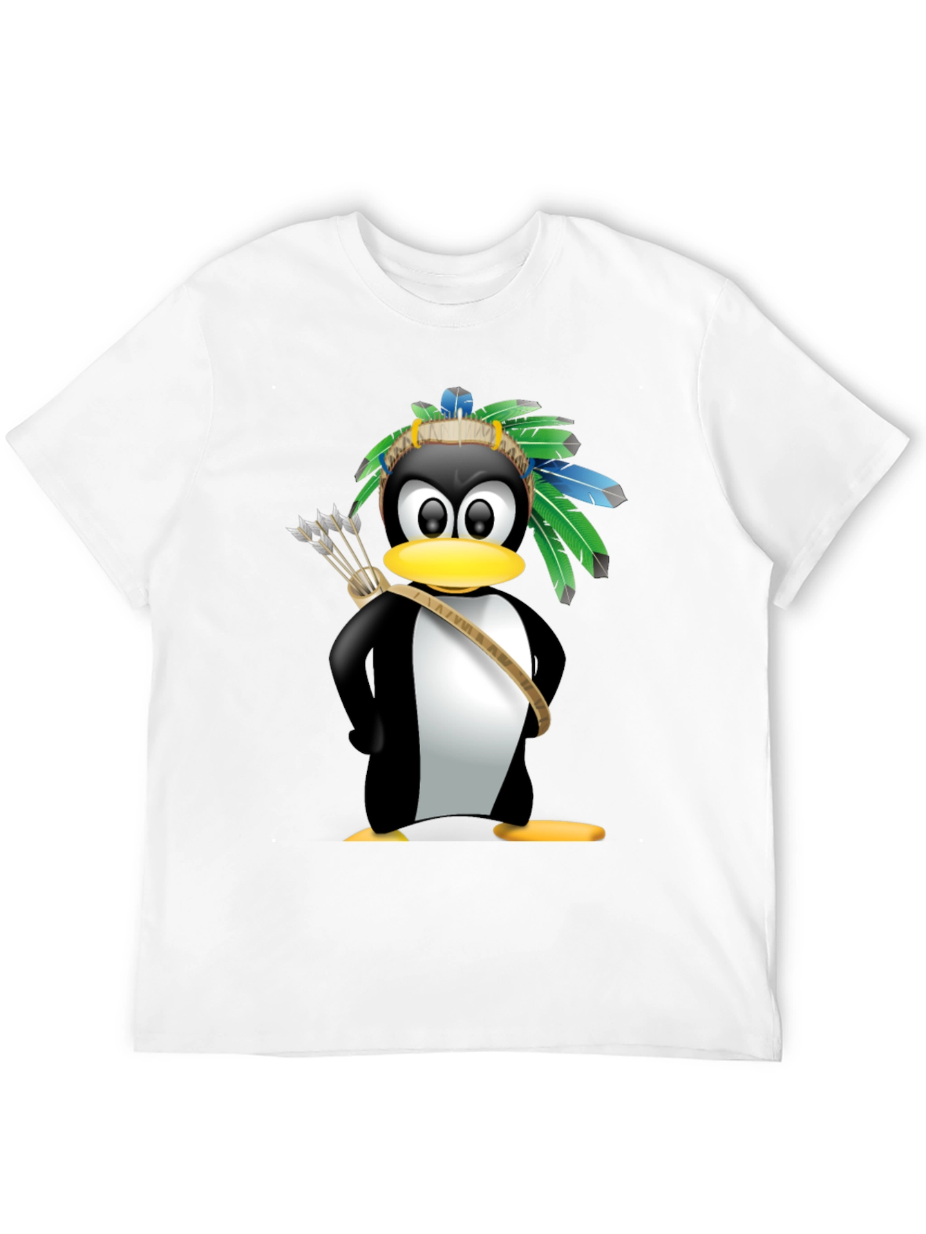 Native American Penguin Graphic Tee - Black