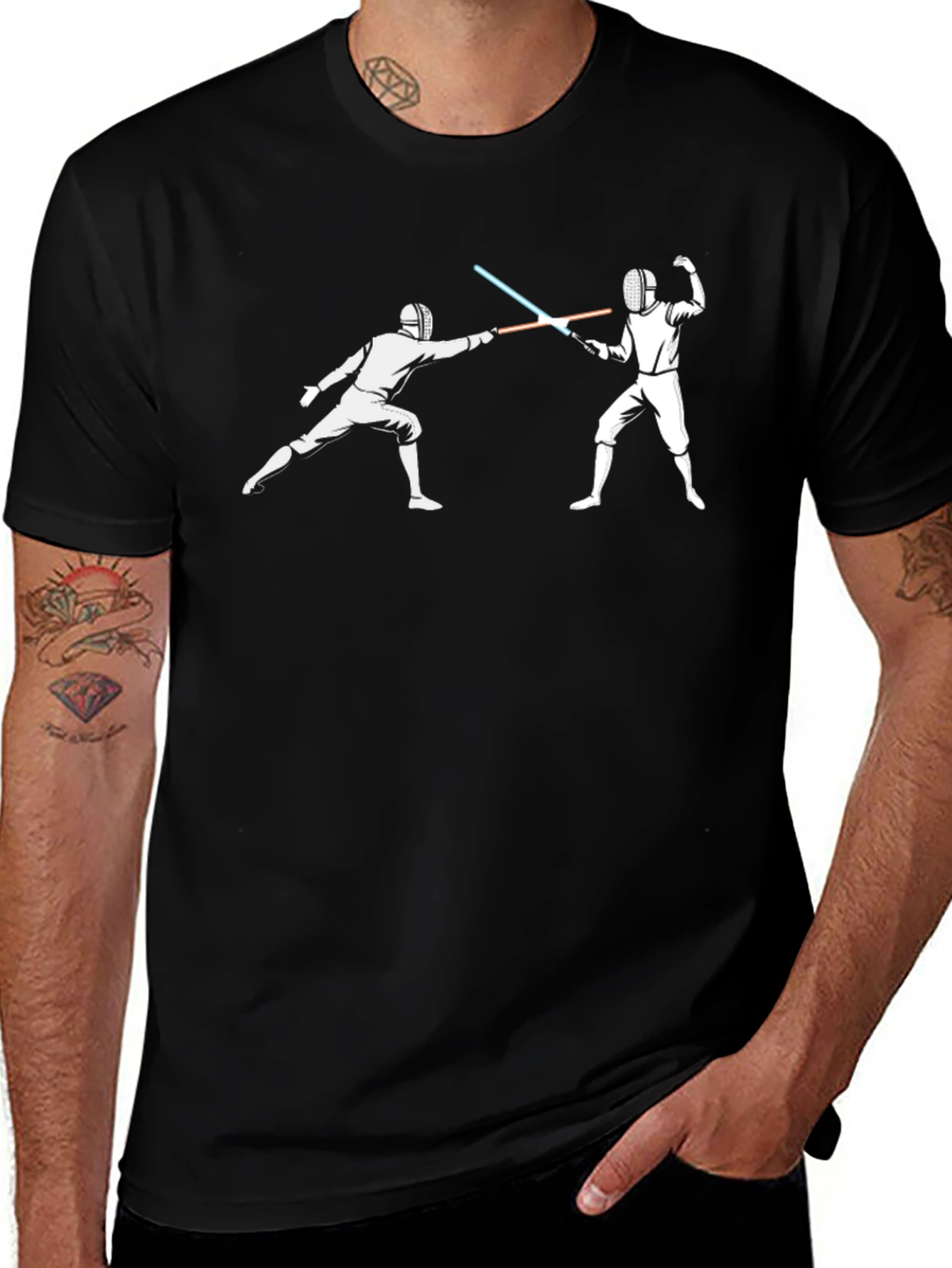 Fencing Lightsaber Duel Graphic Tee