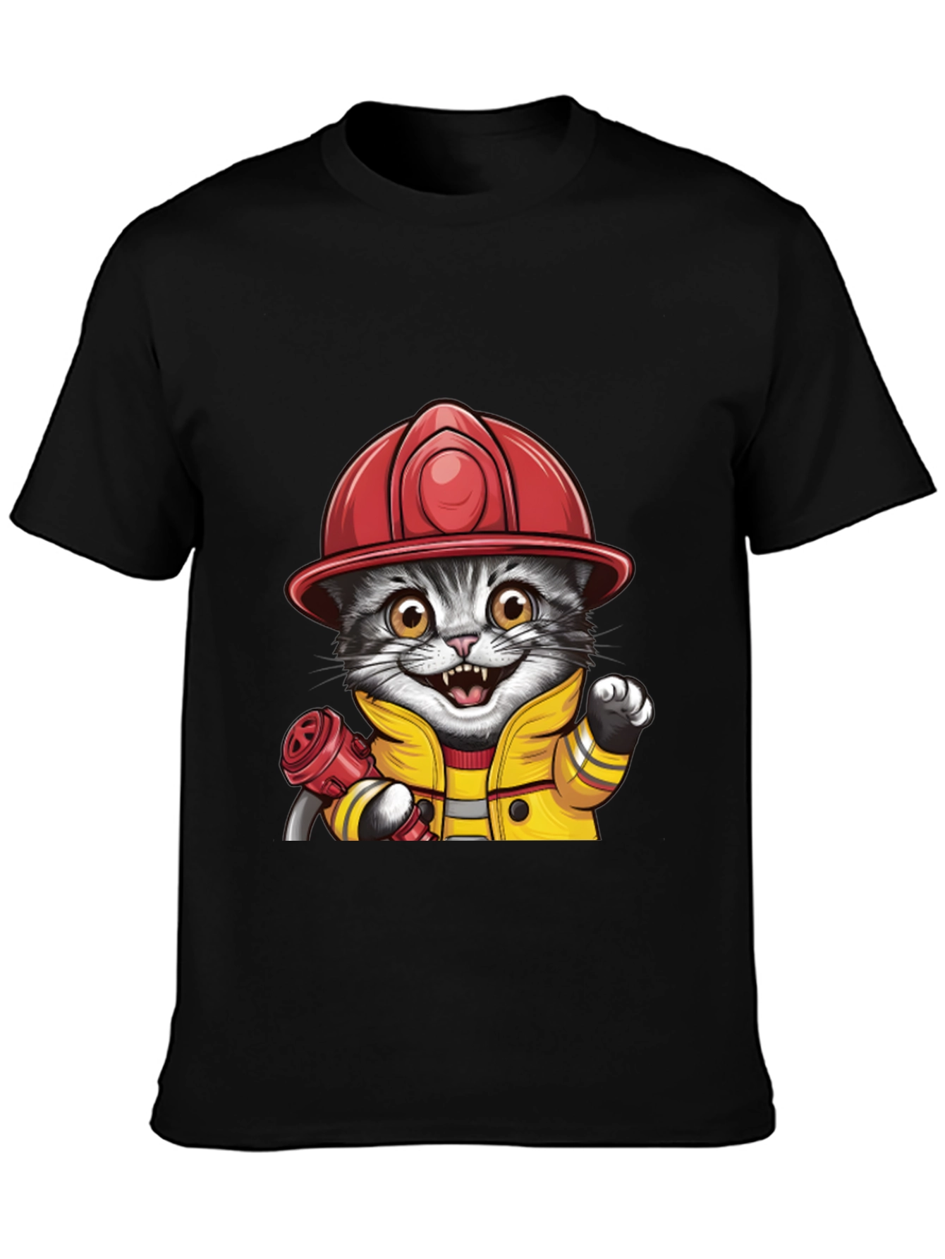 Firefighter Cat T-Shirt - Cute & Funny