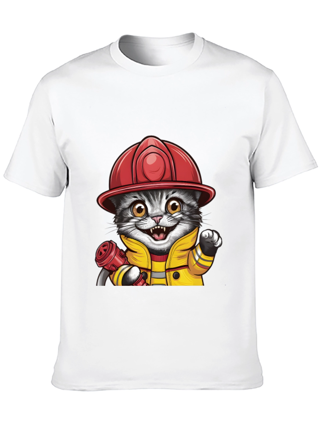 Firefighter Cat T-Shirt - Cute & Funny